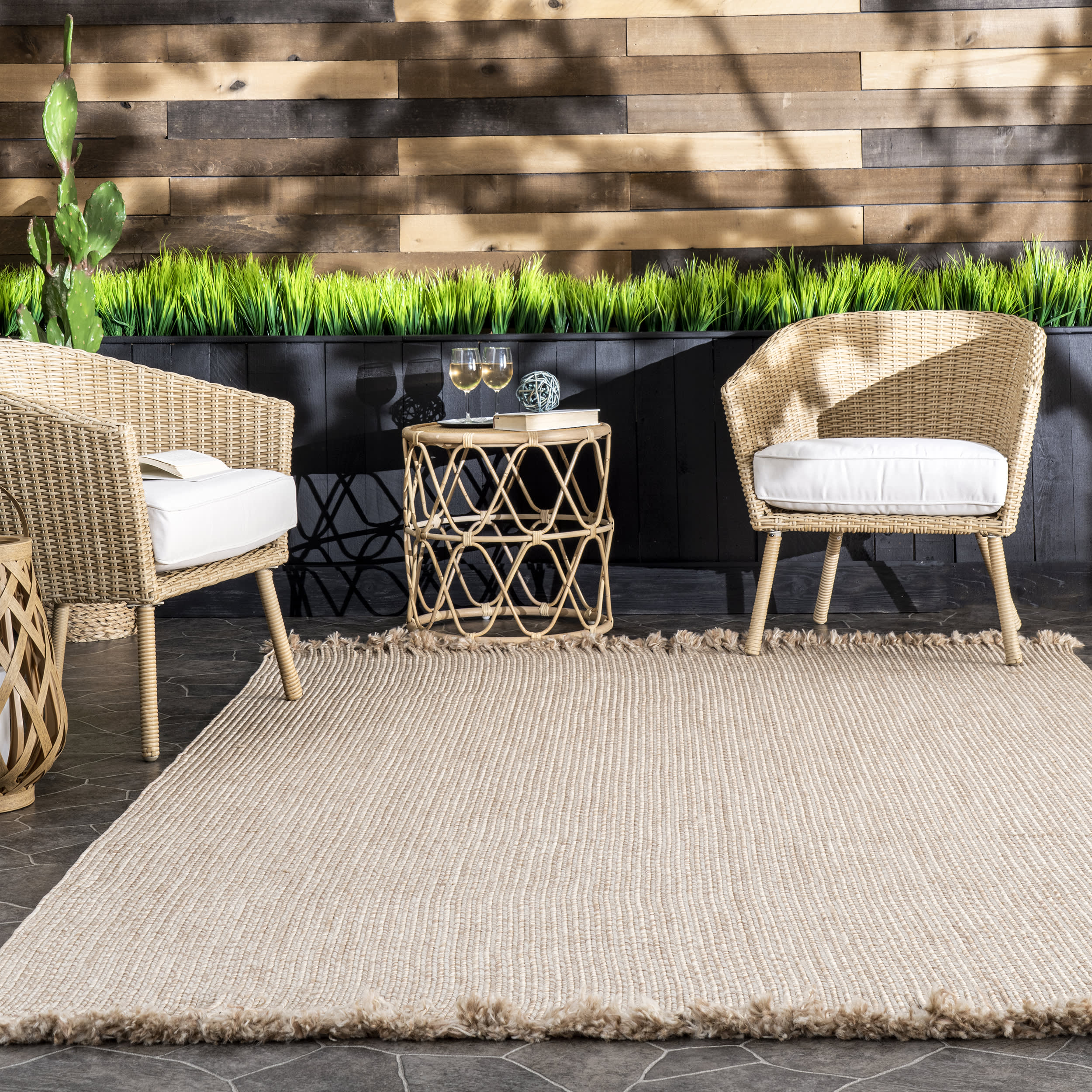 Ashen Braided Tassel Indoor/Outdoor Rug | Tan - Image 4