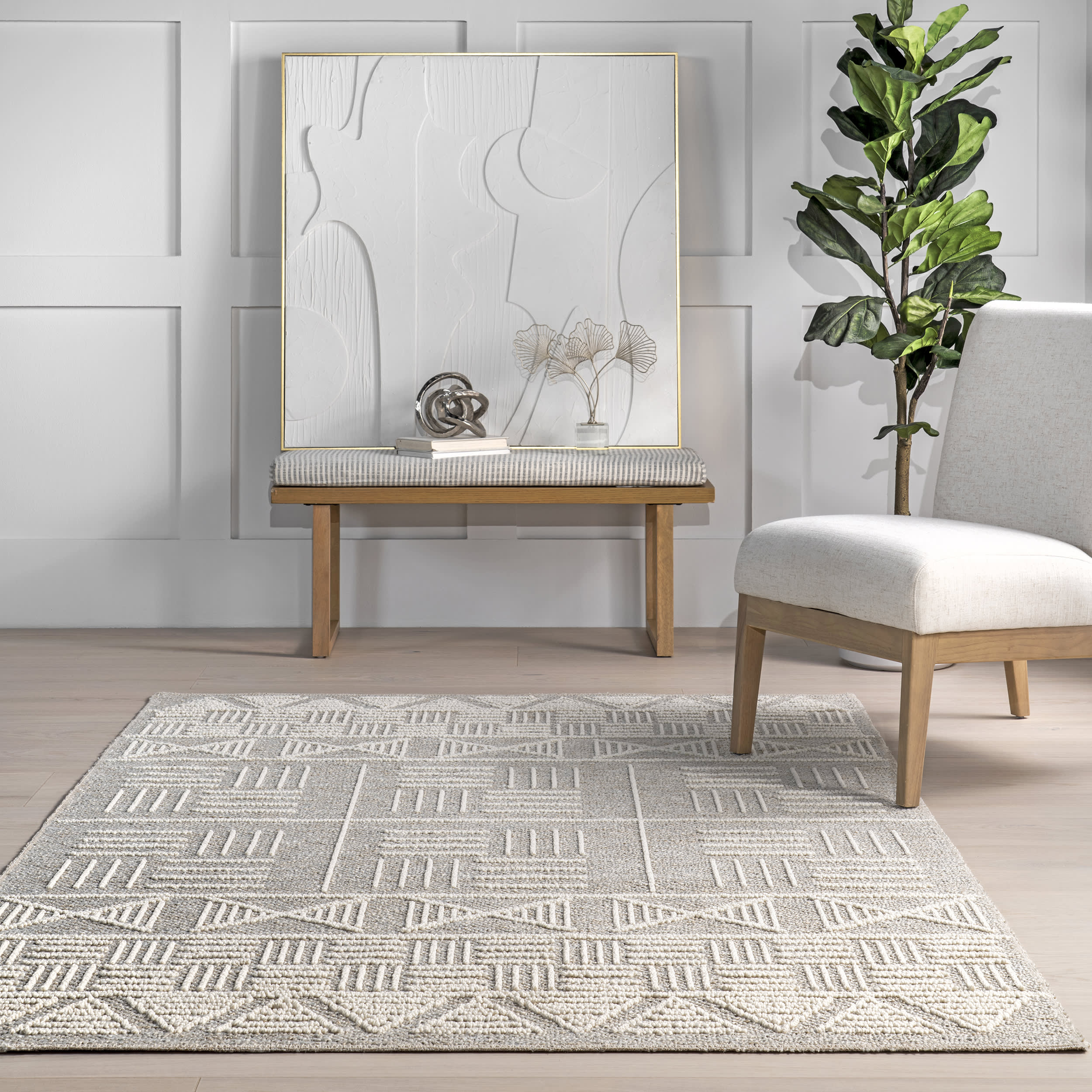 Ashlandia Flatwoven Geometric Rug | Beige - Image 4