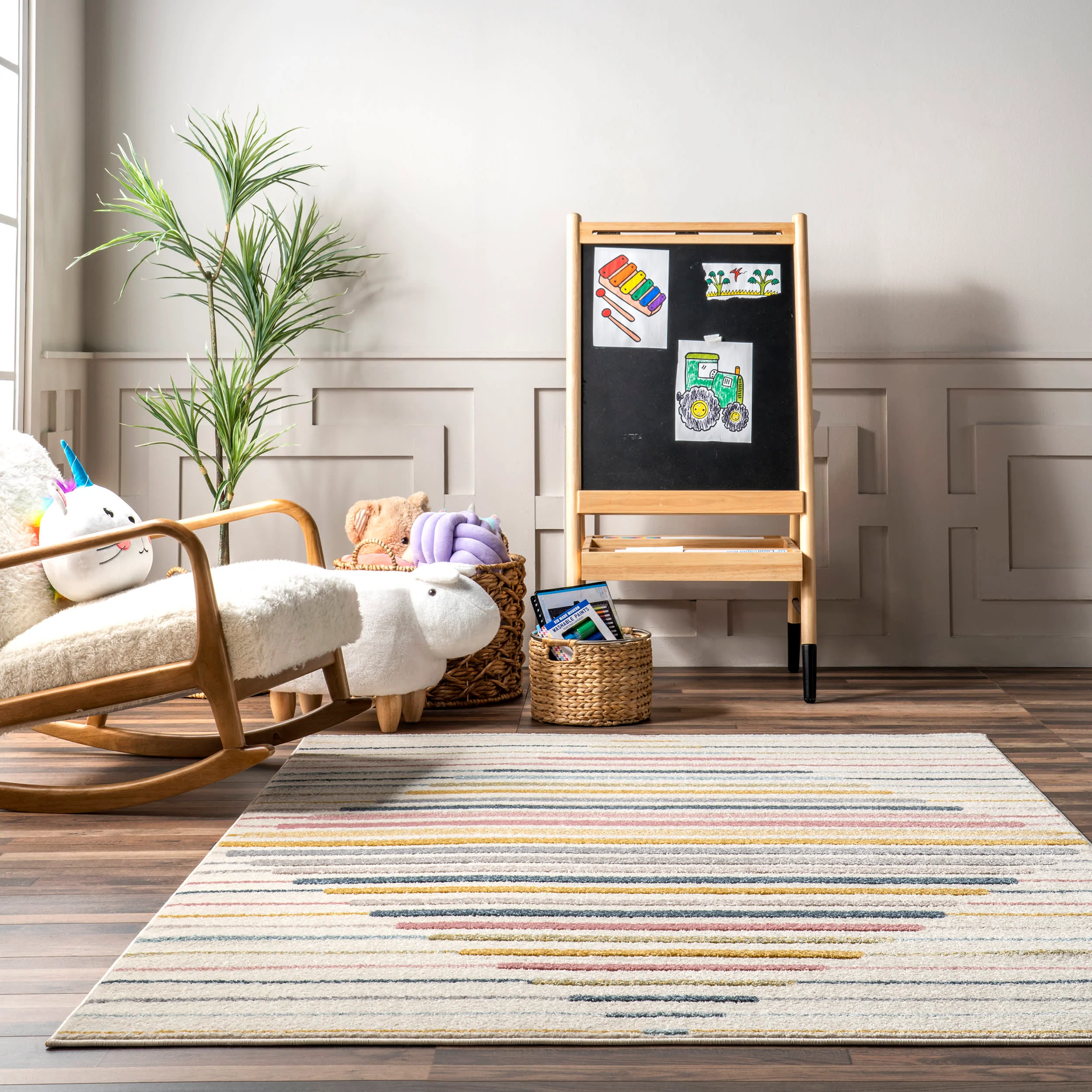 Ashleigh Kids Carved Stripe Rug | Multicolor - Image 4