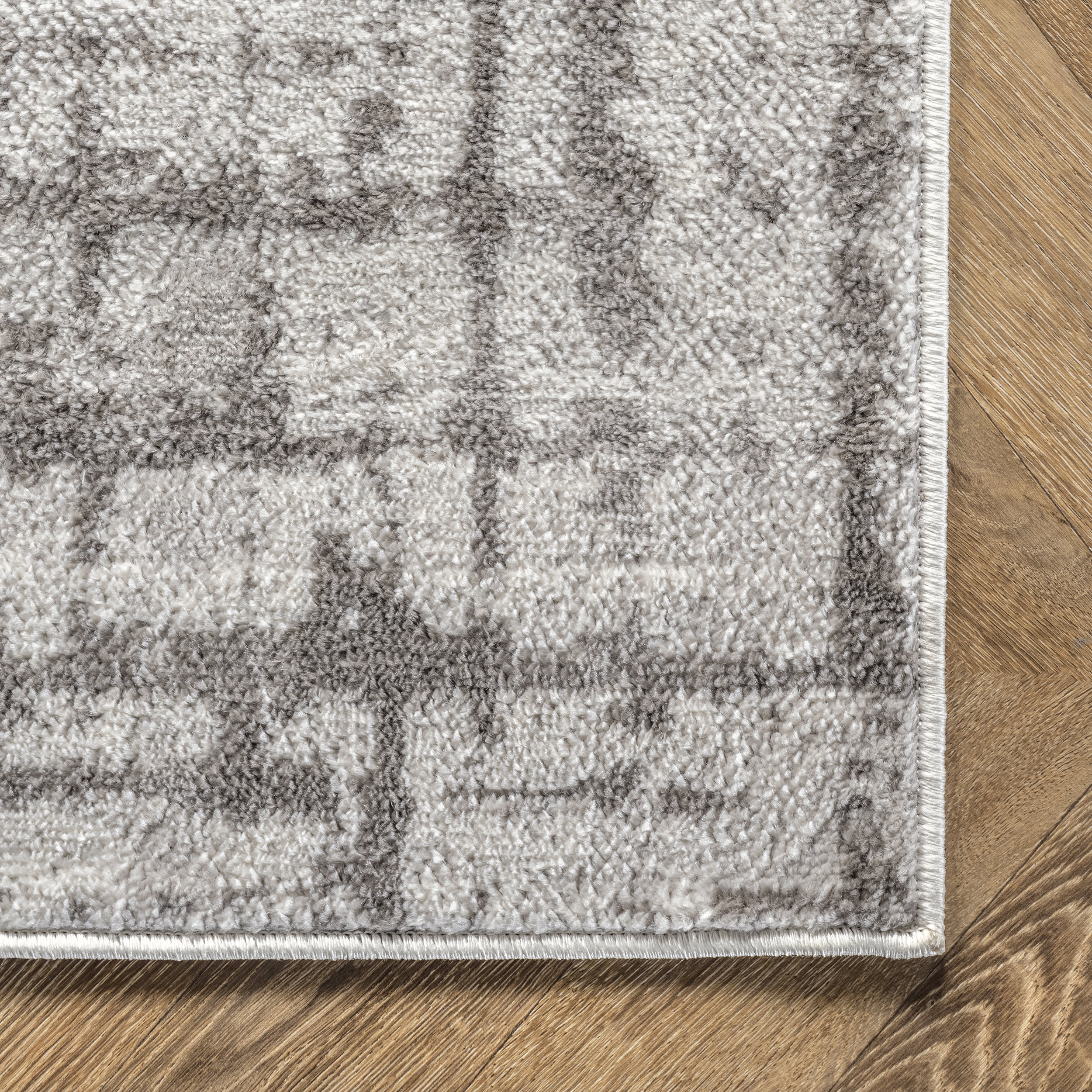 Aspen Distressed Crosshatch Rug | Light Grey - Image 3