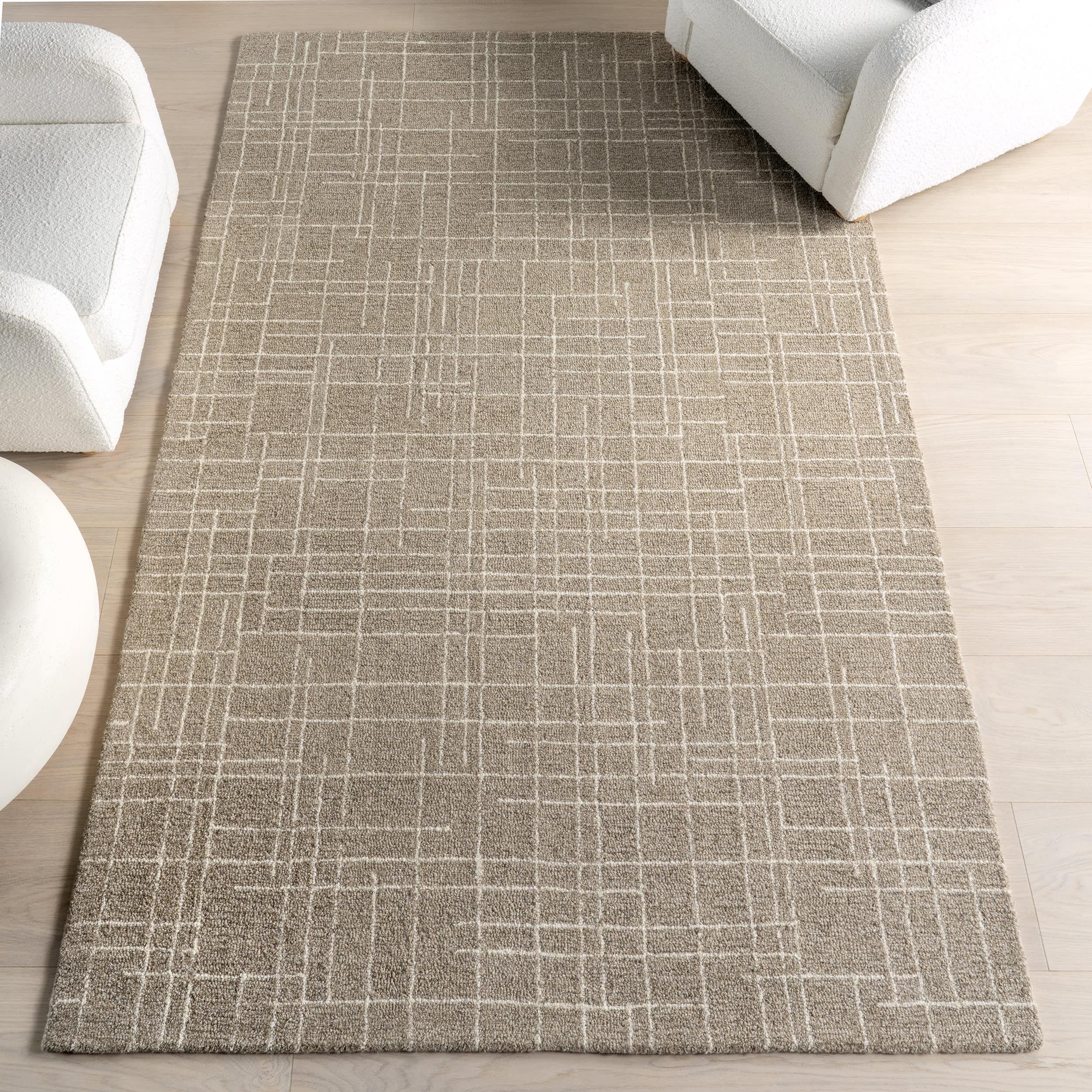Aspyn Abstract Checked Rug | Sand - Image 2