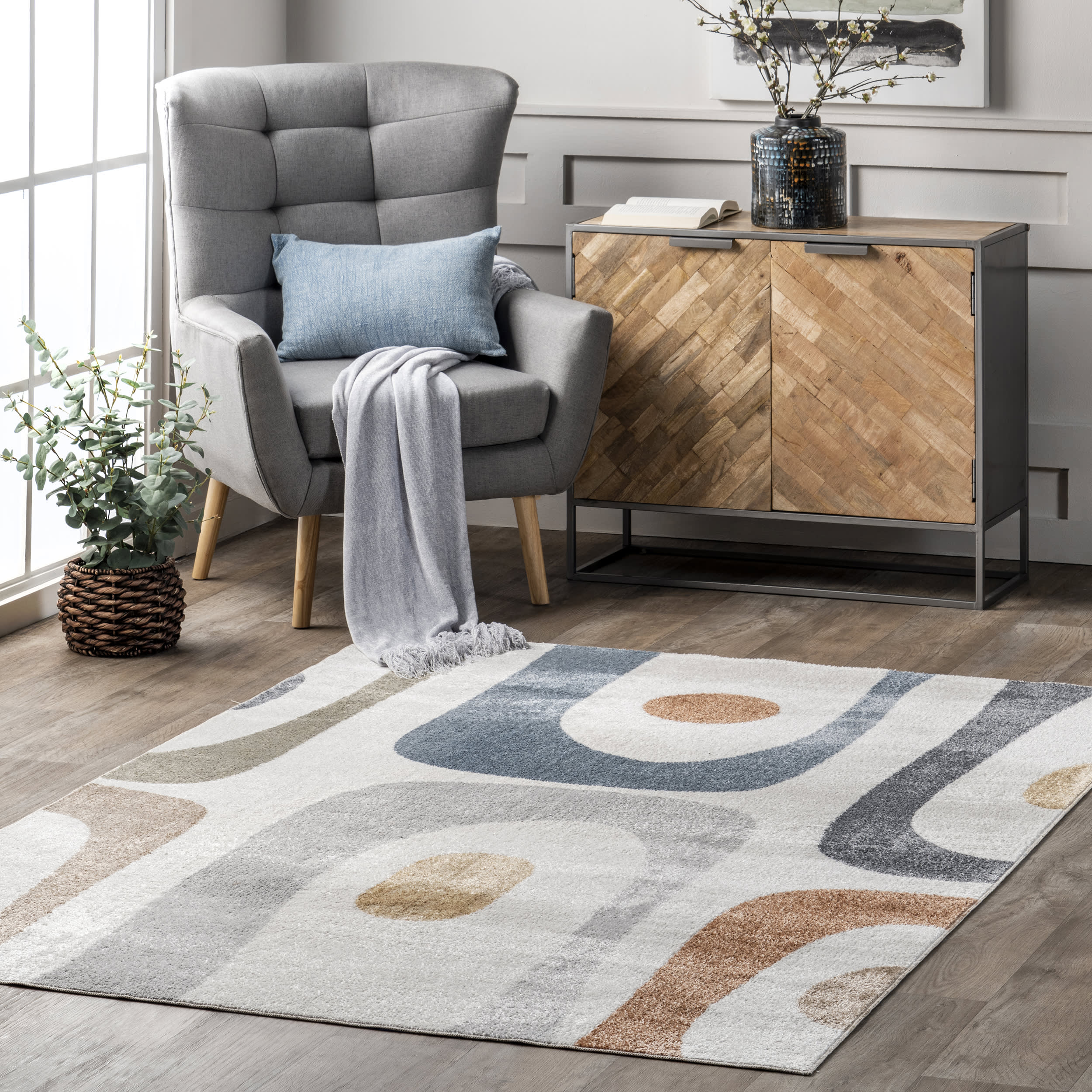 Astra Retro Abstract Washable Rug | Multicolor - Image 2