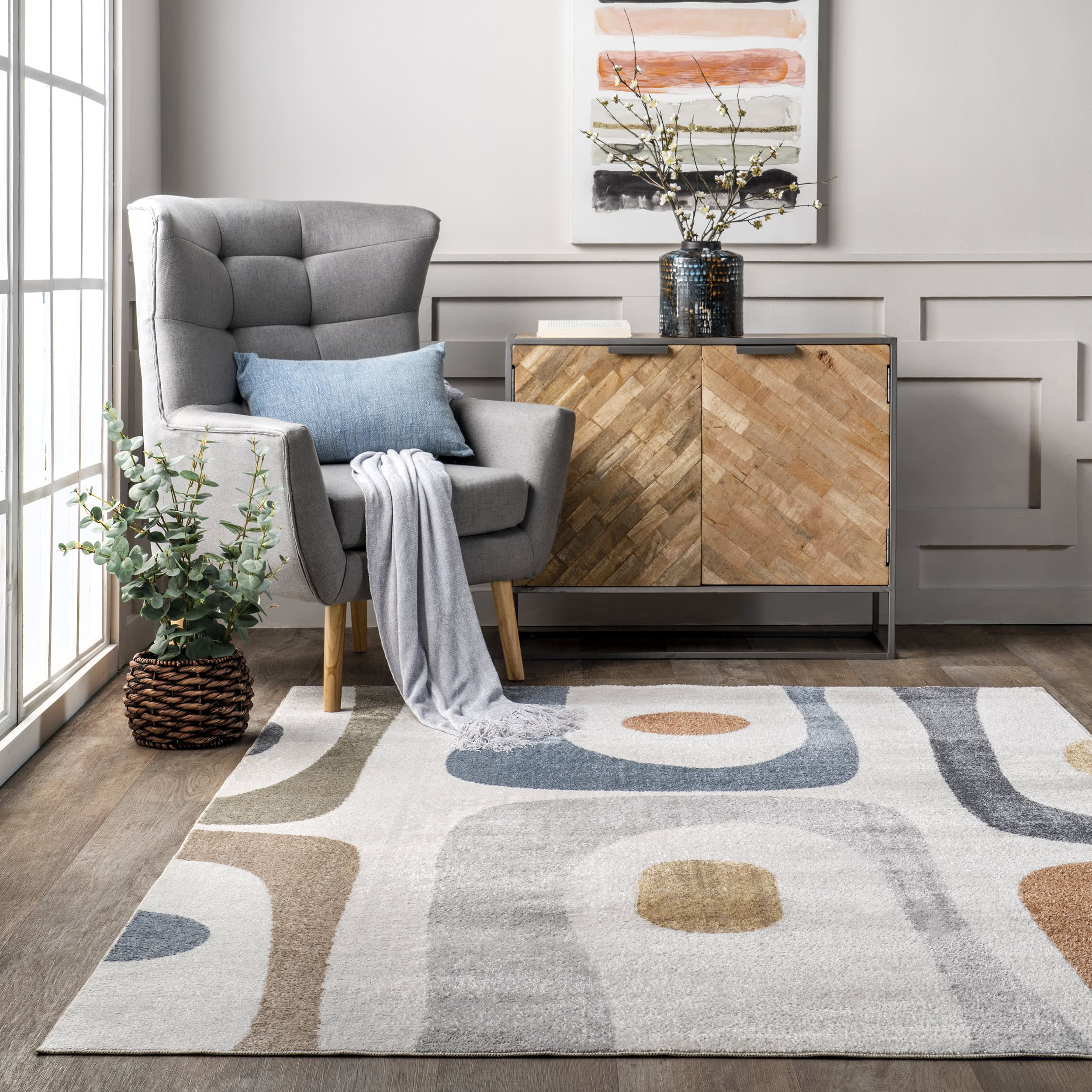 Astra Retro Abstract Washable Rug | Multicolor - Image 4