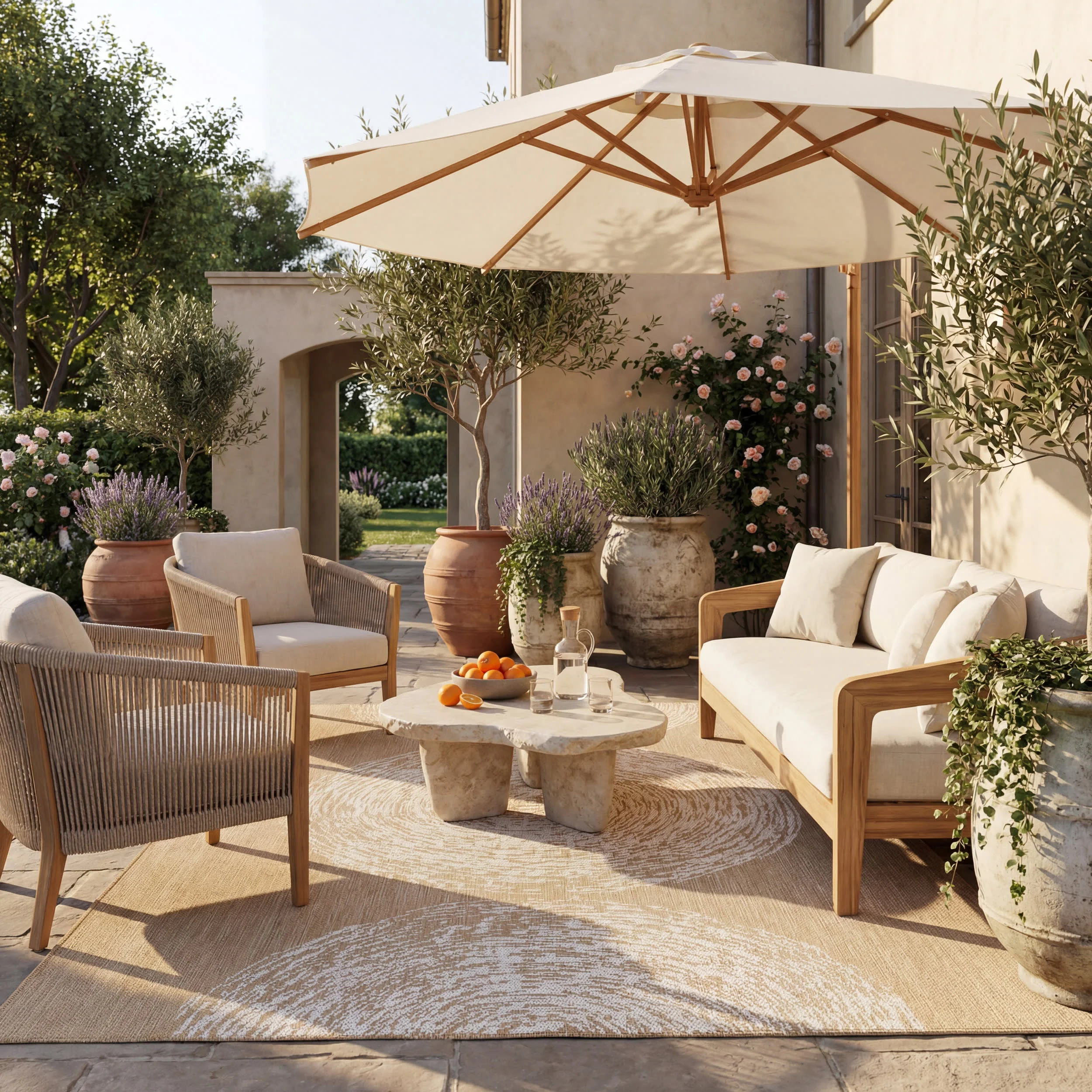 Astrana Bohemian Abstract Indoor/Outdoor Rug | Tan - Image 2