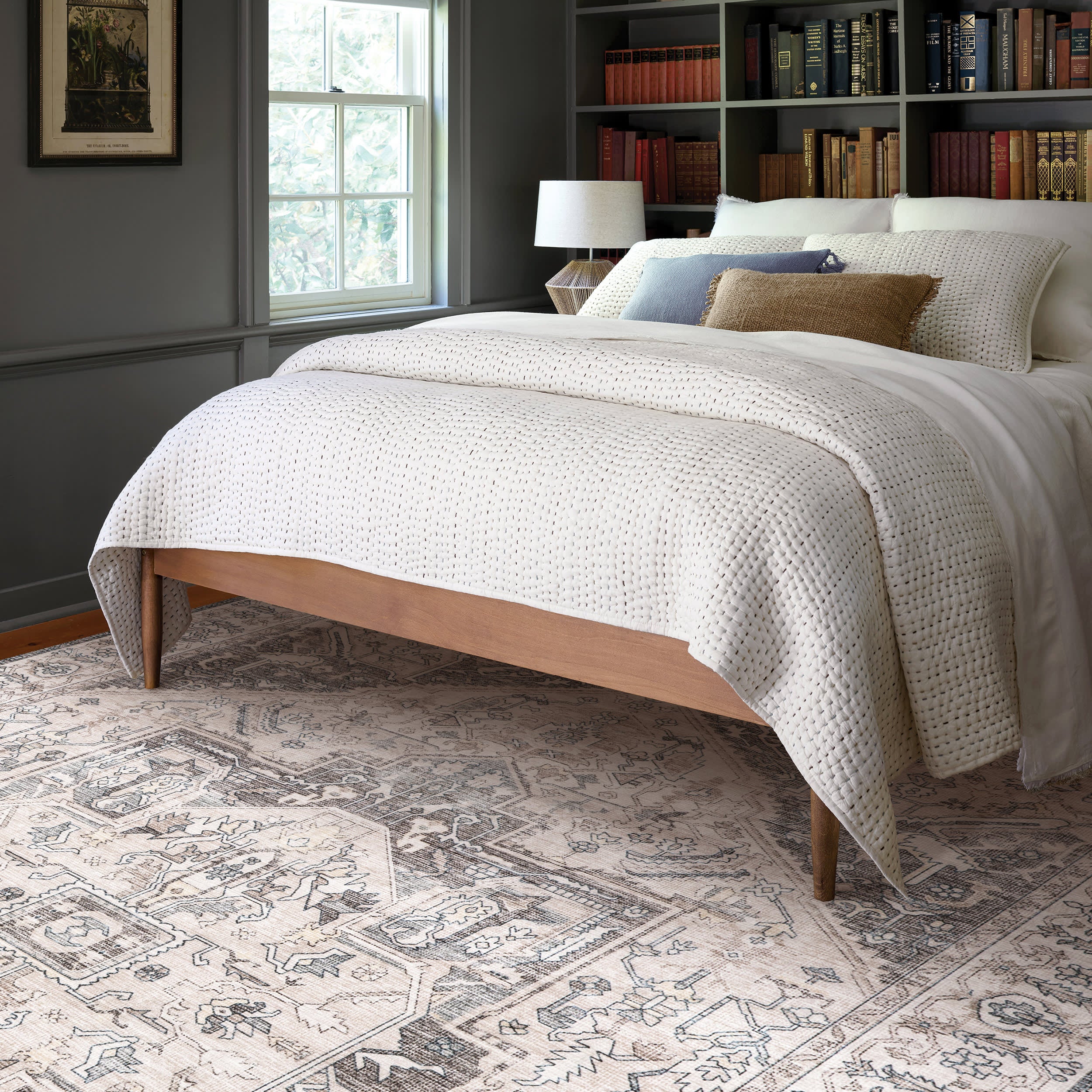 Atrium Medallion Spill Proof Washable Rug | Brown - Image 2