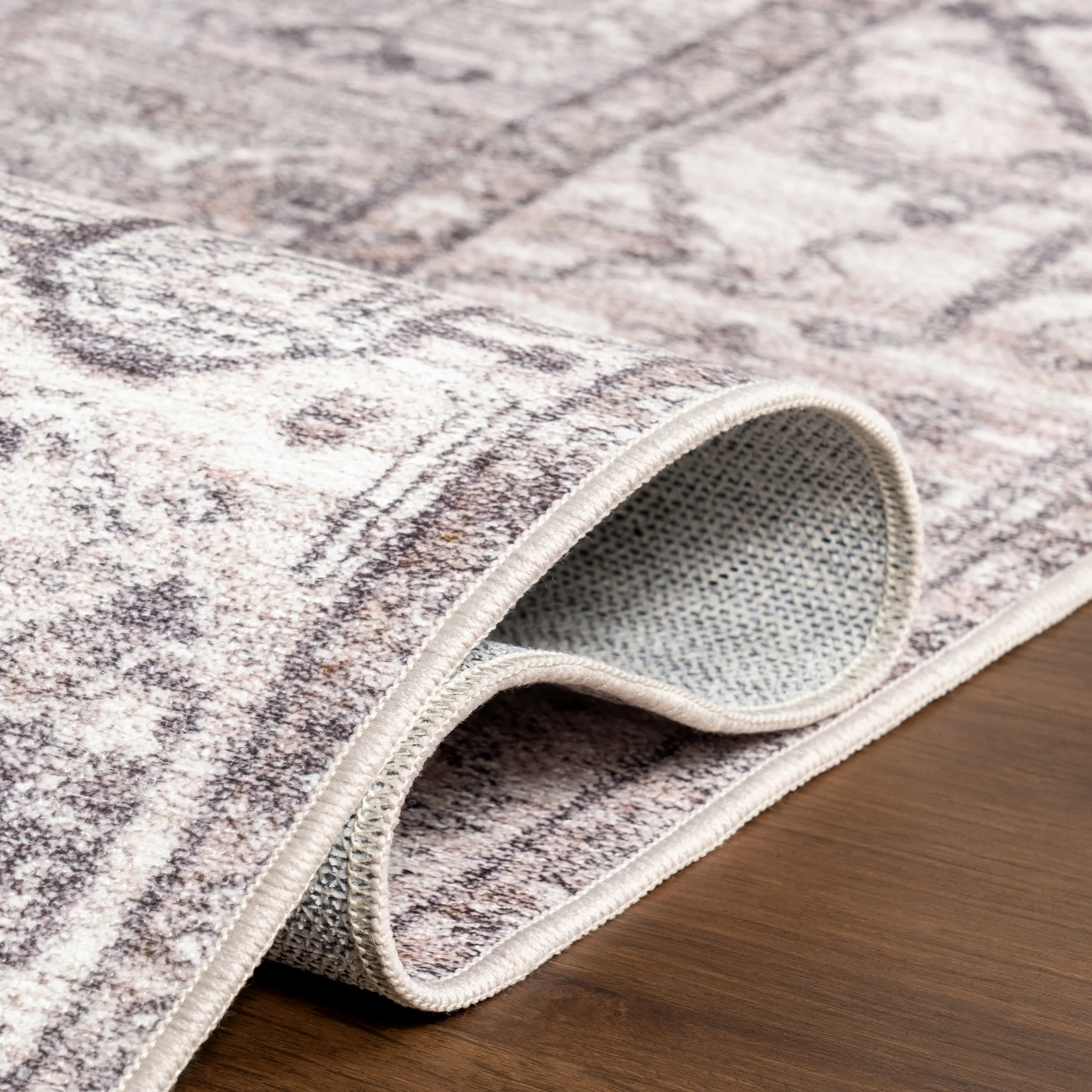 Atrium Medallion Spill Proof Washable Rug | Grey - Image 11