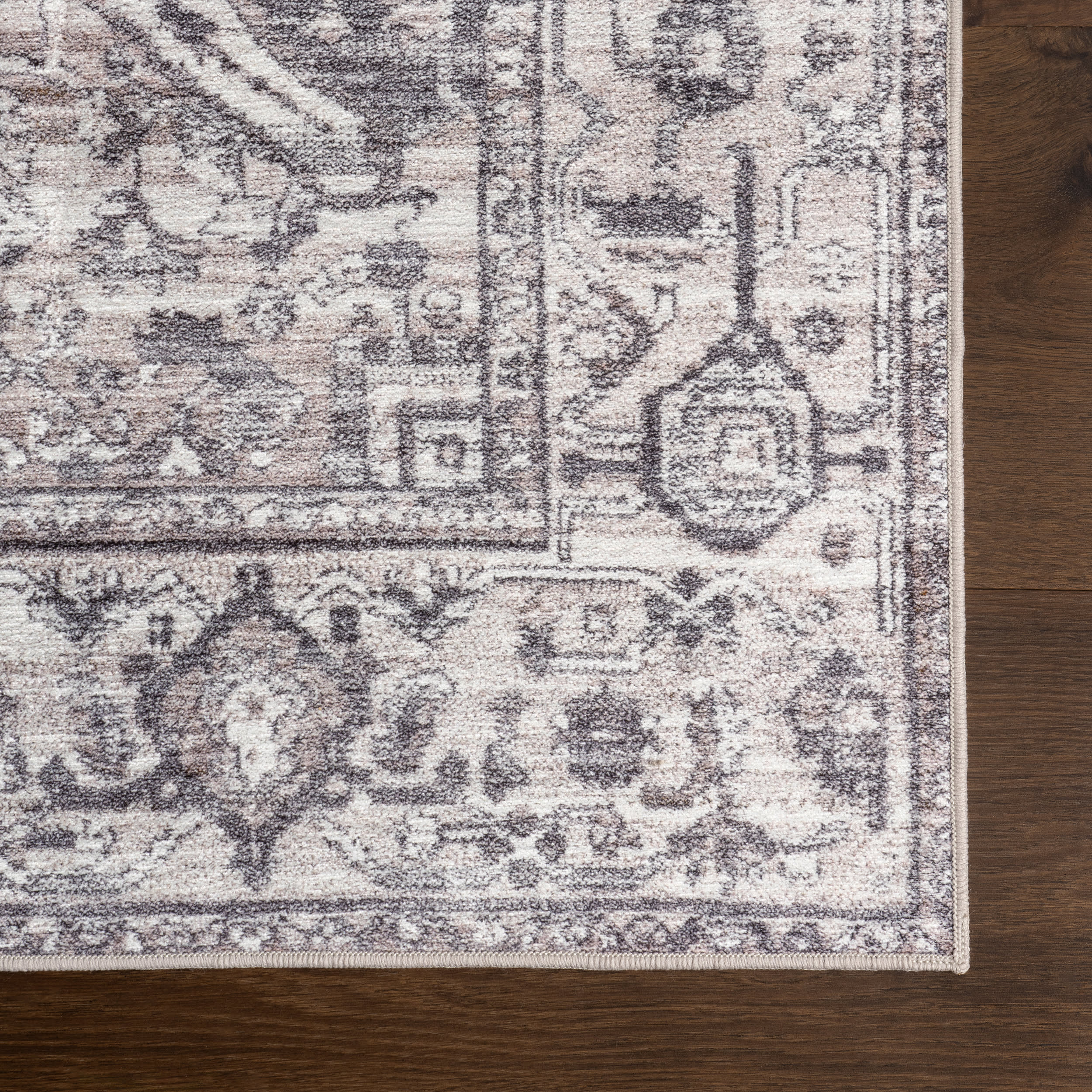 Atrium Medallion Spill Proof Washable Rug | Grey - Image 4