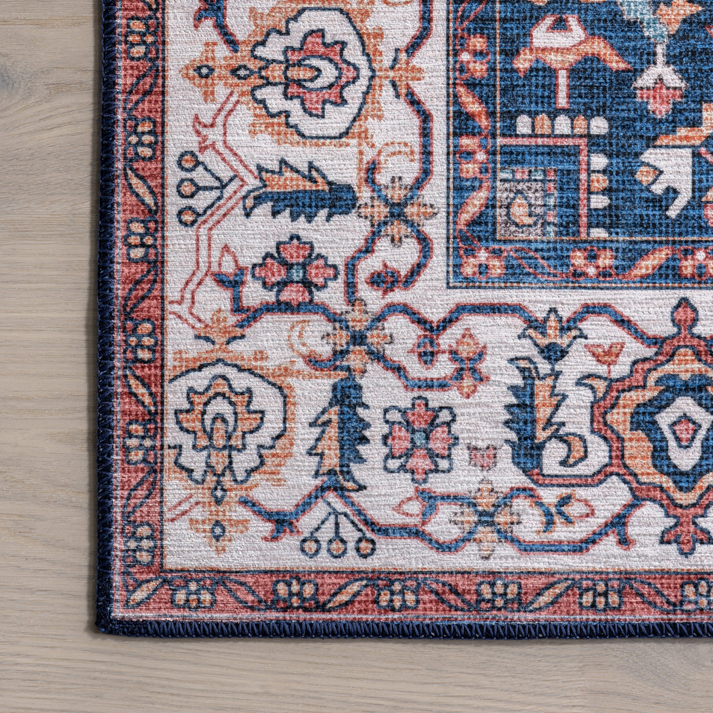 Atrium Medallion Spill Proof Washable Rug | Rust - Image 4
