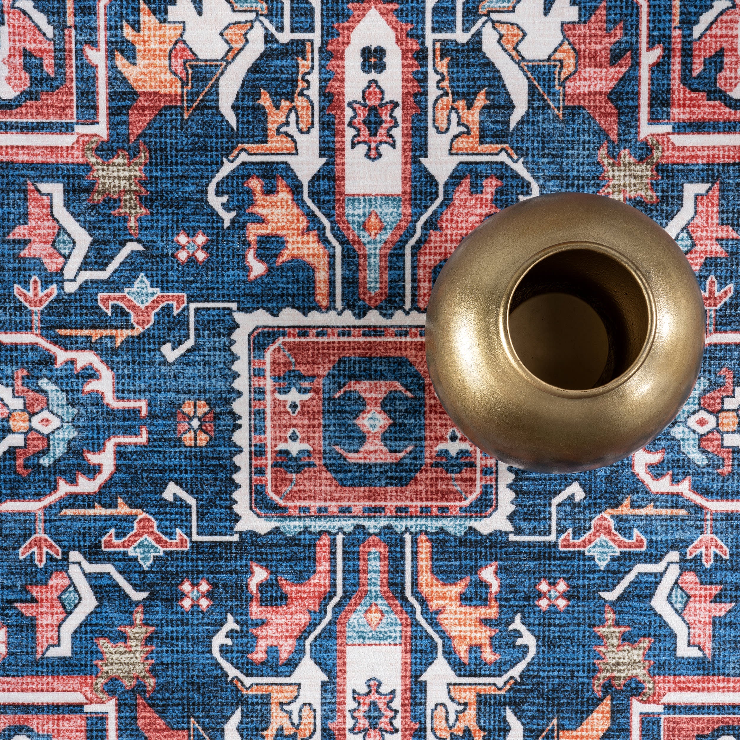 Atrium Medallion Spill Proof Washable Rug | Rust - Image 8