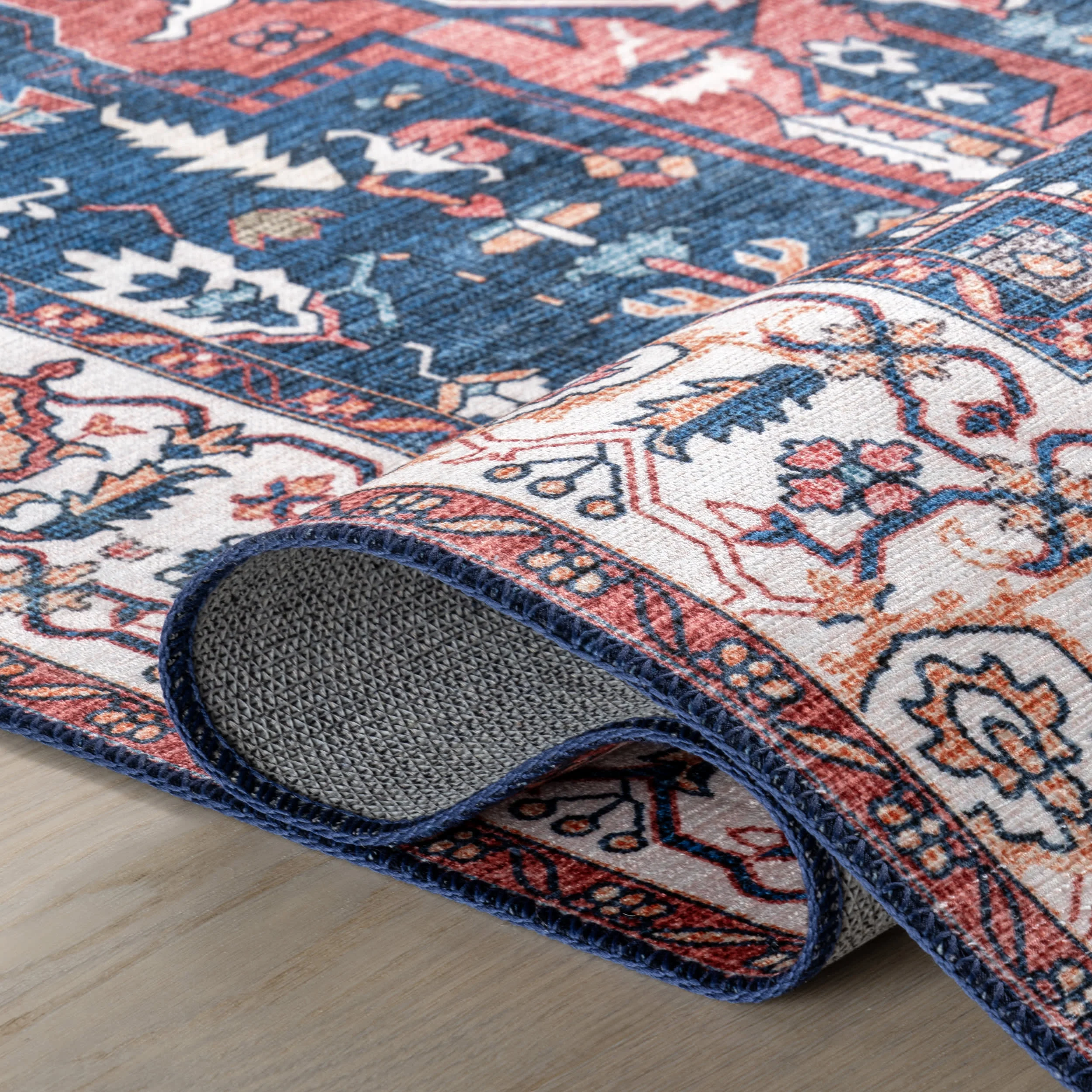 Atrium Medallion Spill Proof Washable Rug | Rust - Image 9