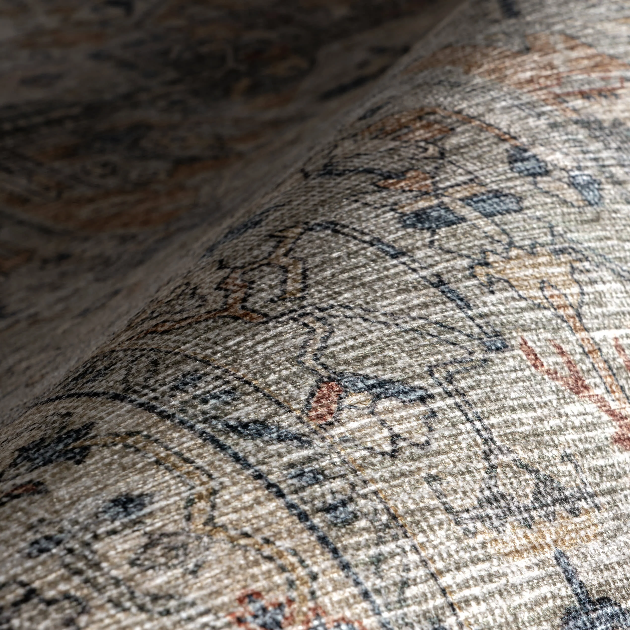 Atrium Medallion Spill Proof Washable Rug | Taupe - Image 3