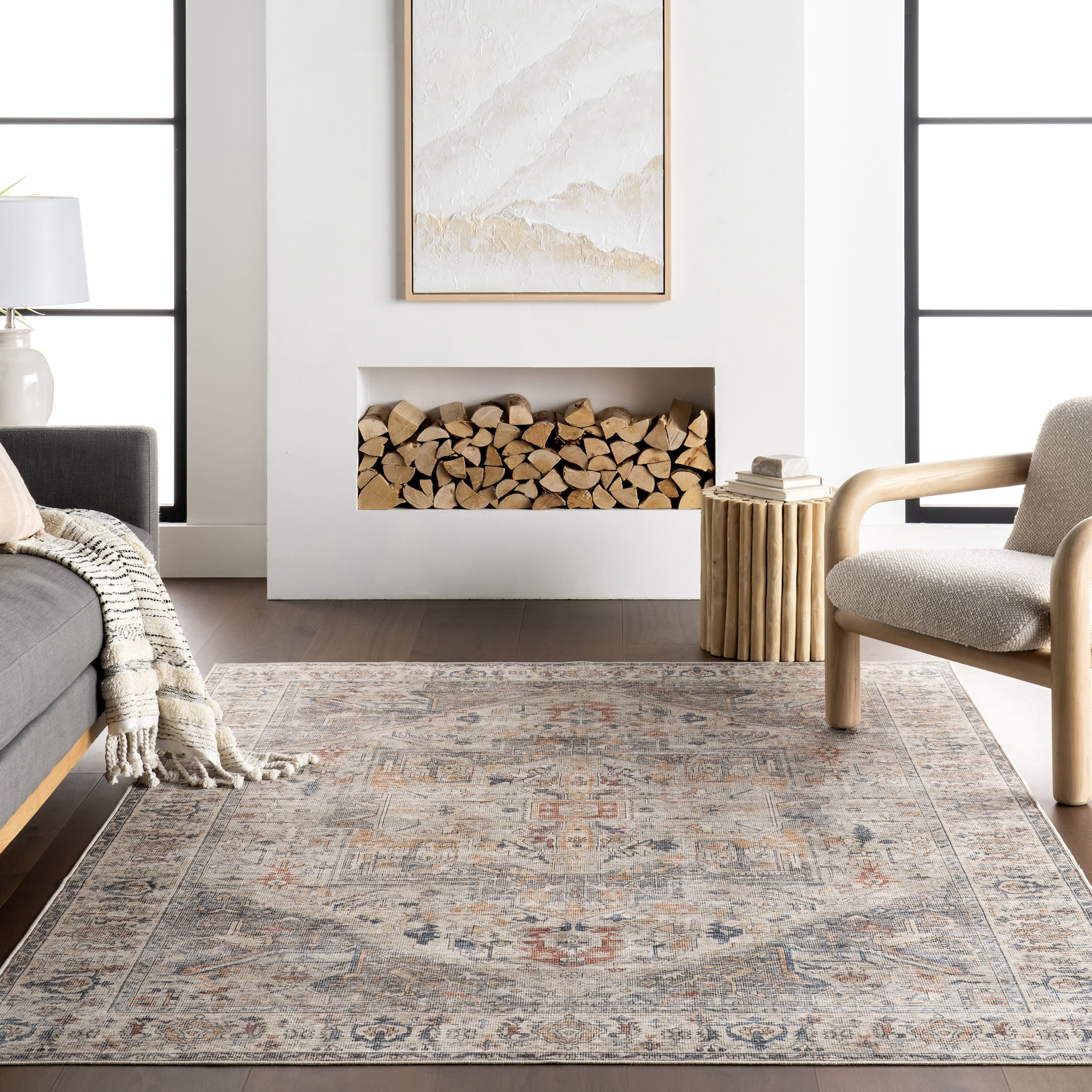 Atrium Medallion Spill Proof Washable Rug | Taupe - Image 5