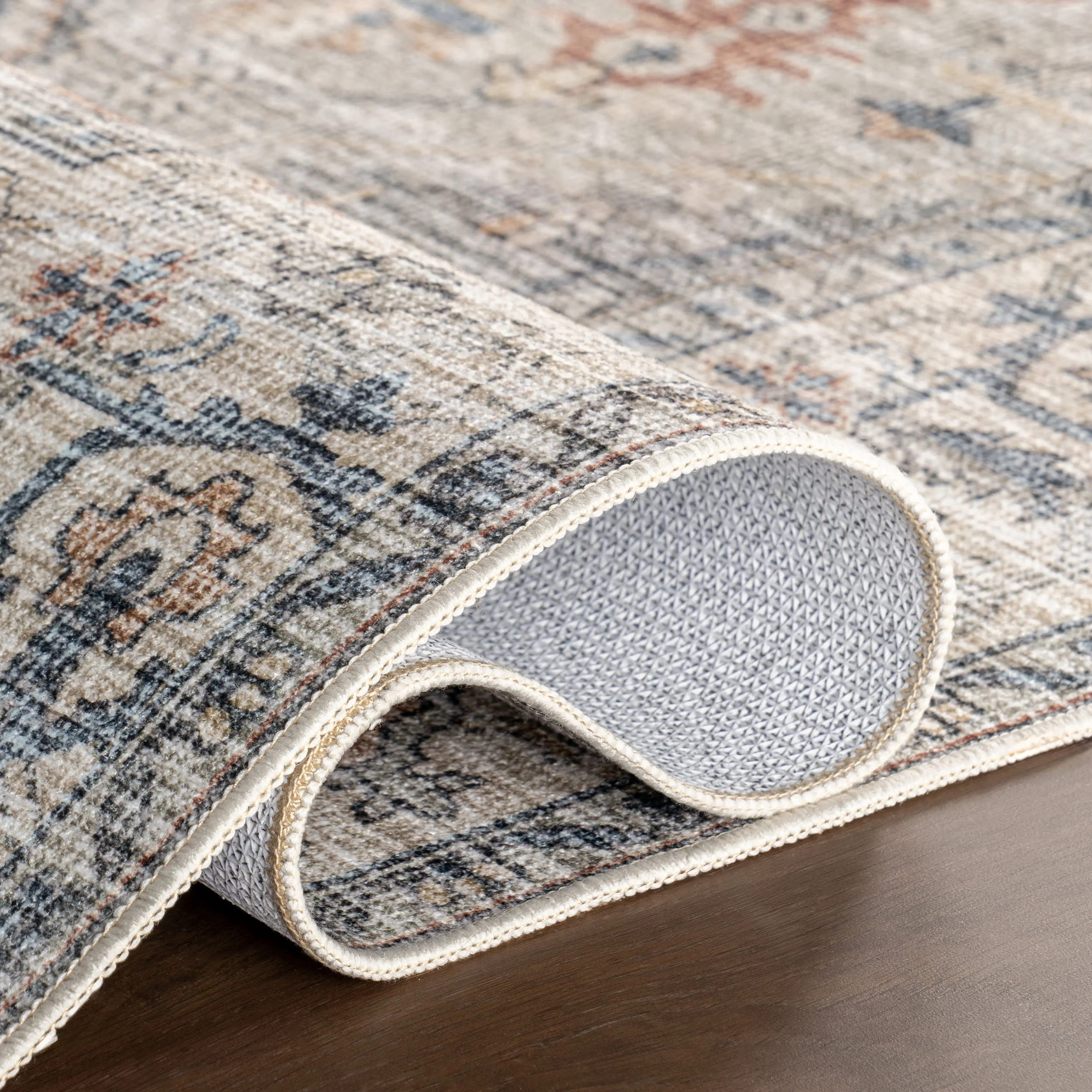 Atrium Medallion Spill Proof Washable Rug | Taupe - Image 9