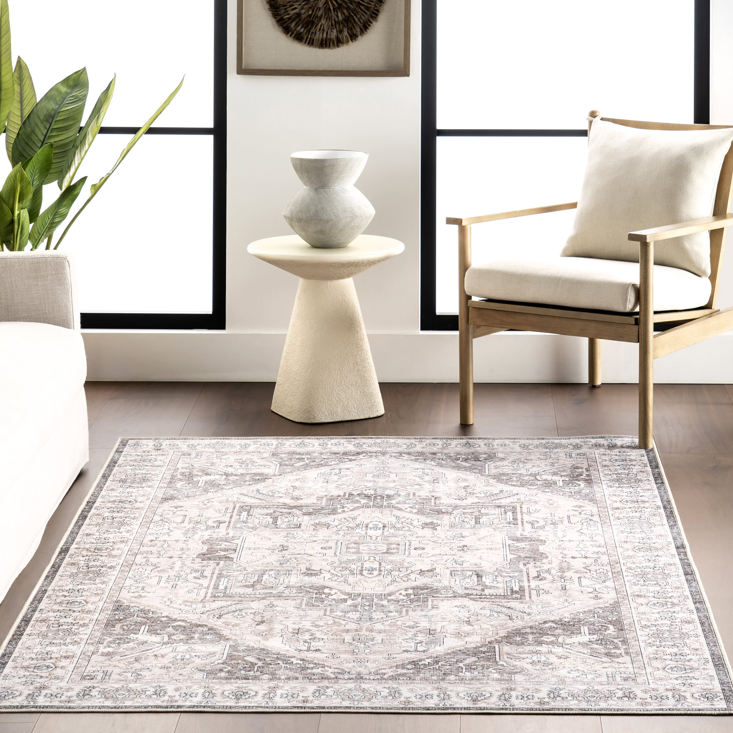 Atrium Medallion Washable Rug | Brown - Image 5