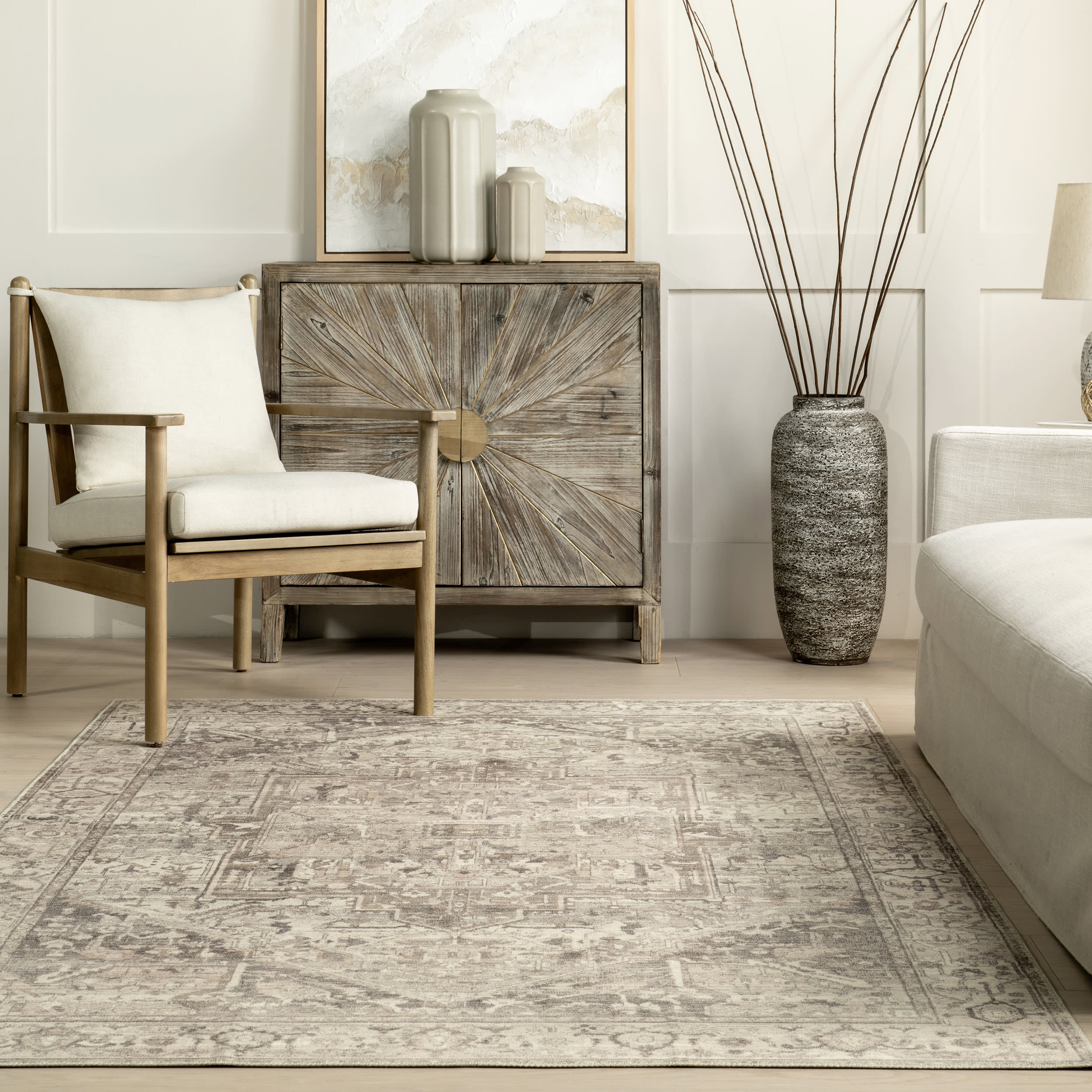Atrium Medallion Washable Rug | Grey - Image 4