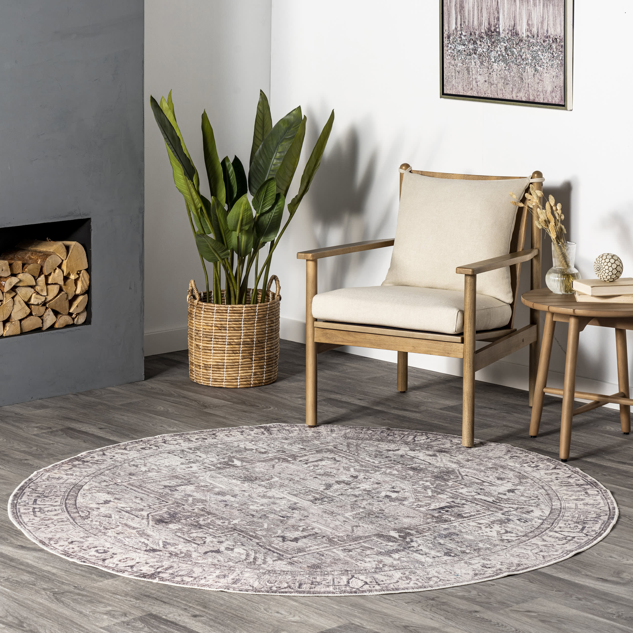 Atrium Medallion Washable Rug | Grey - Image 2