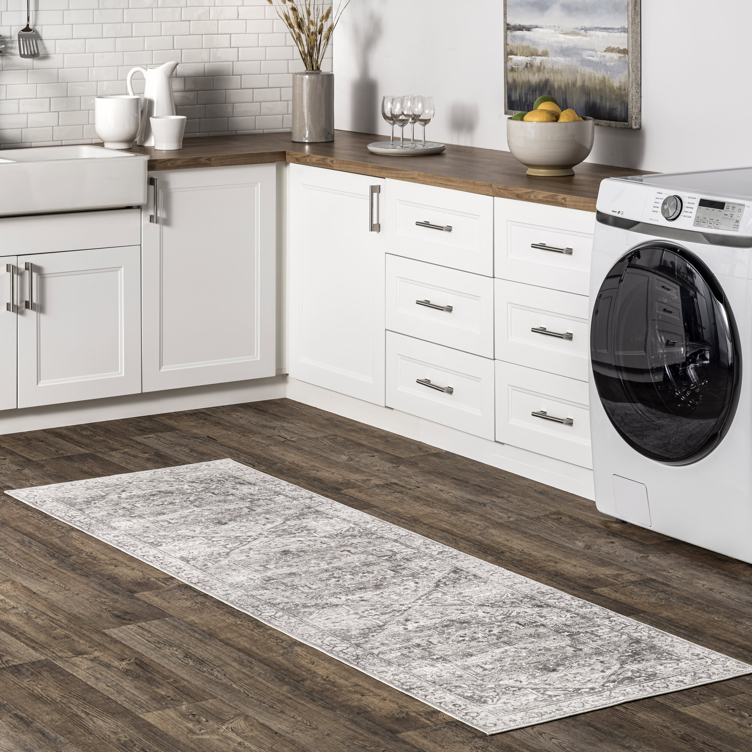 Atrium Medallion Washable Rug | Grey - Image 2