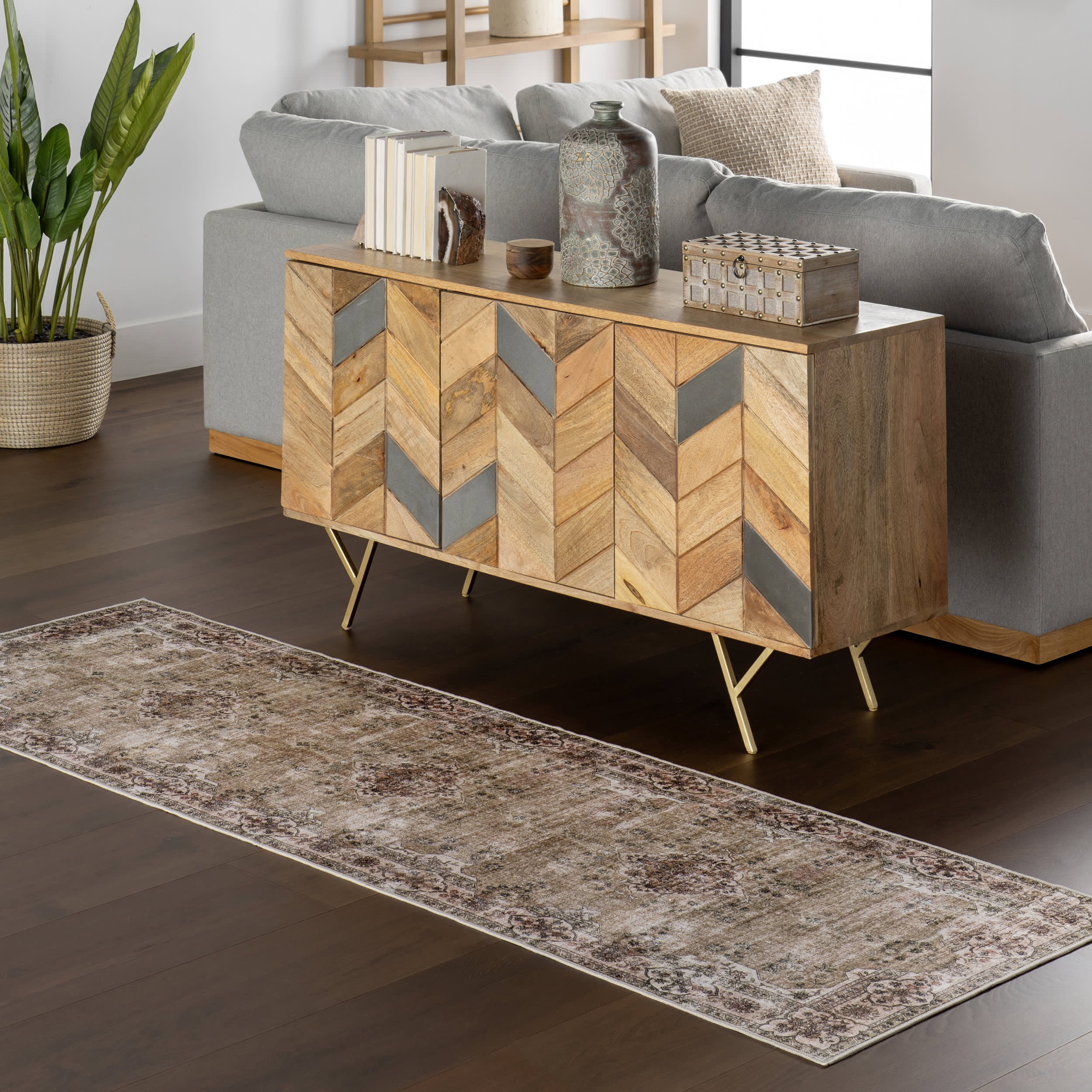 Audrina Persian Spill Proof Washable Rug | Beige - Image 2