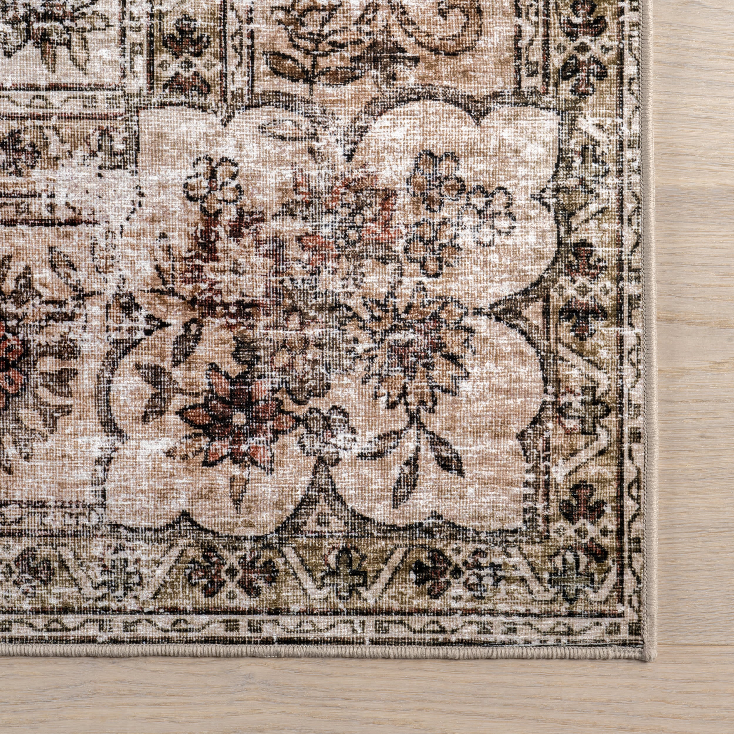 Audrina Persian Spill Proof Washable Rug | Beige - Image 4