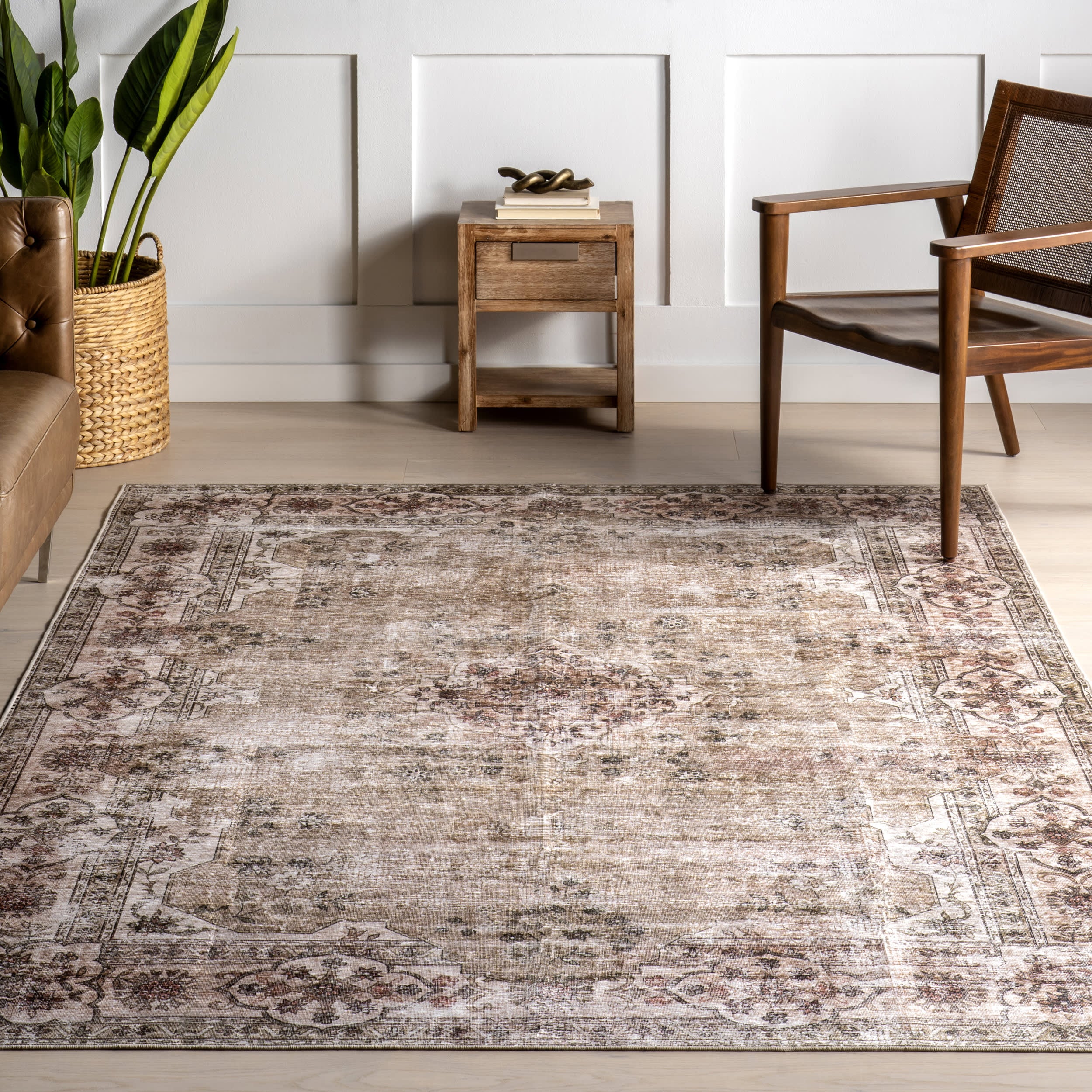Audrina Persian Spill Proof Washable Rug | Beige - Image 5
