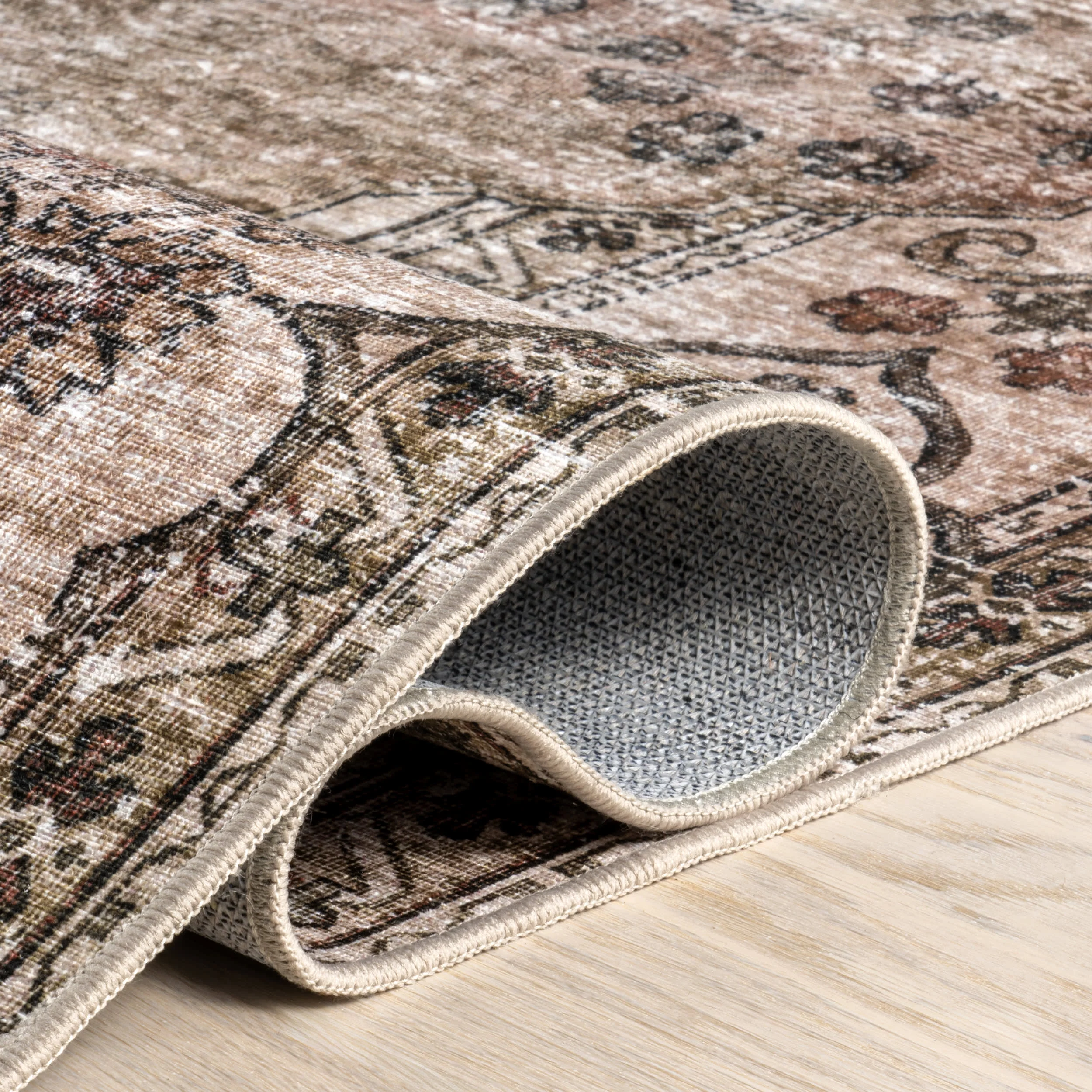 Audrina Persian Spill Proof Washable Rug | Beige - Image 9