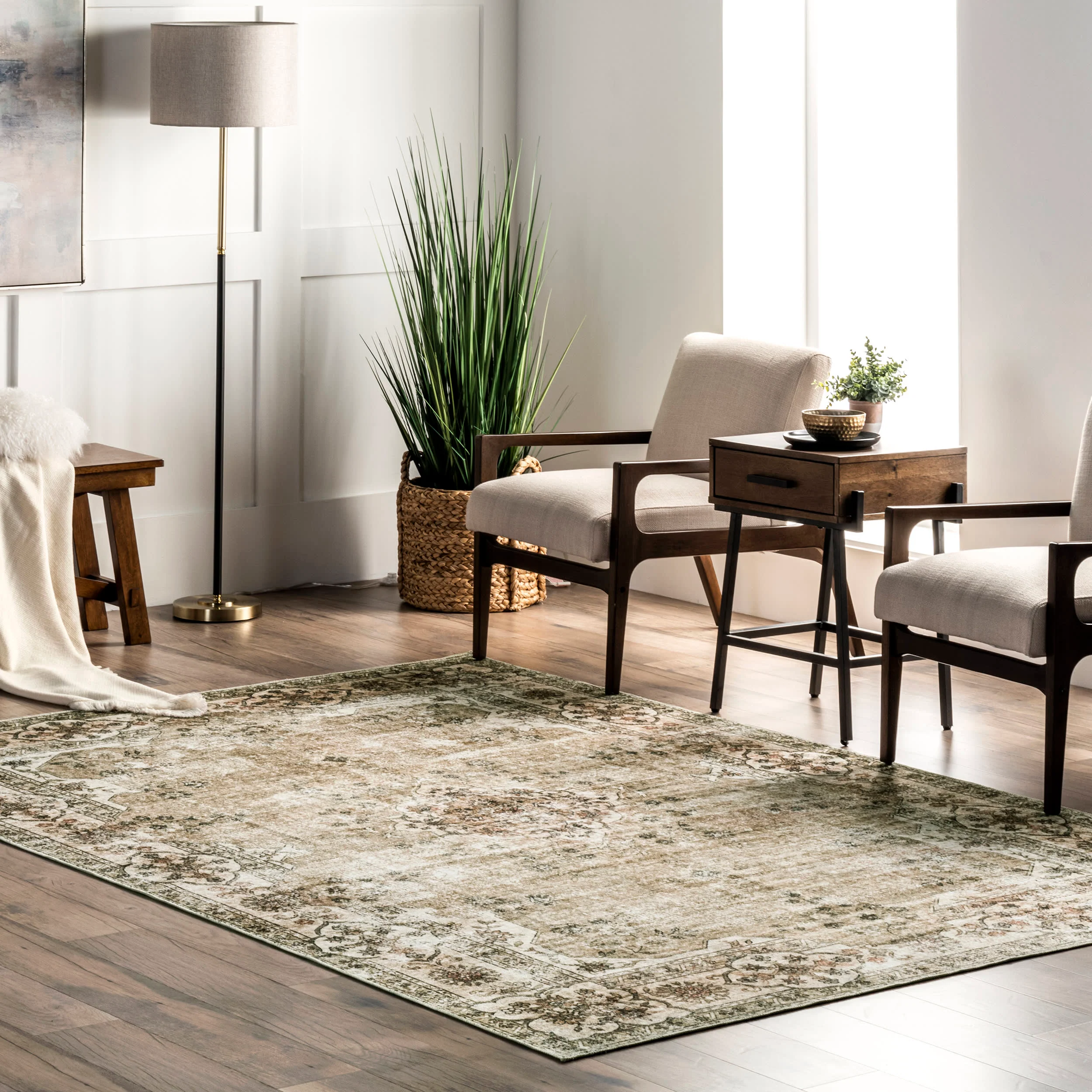 Audrina Persian Washable Rug | Beige - Image 2