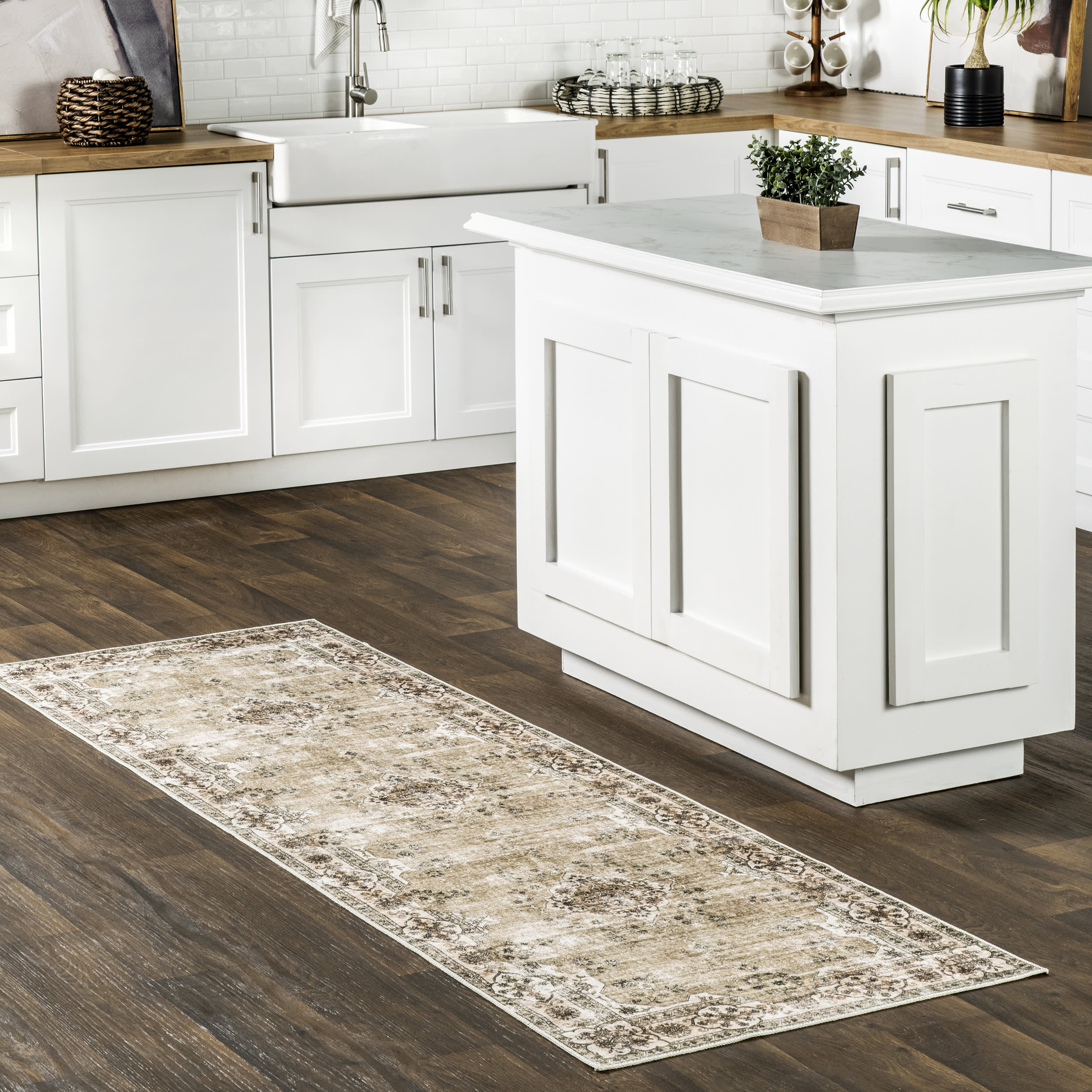 Audrina Persian Washable Rug | Beige - Image 2