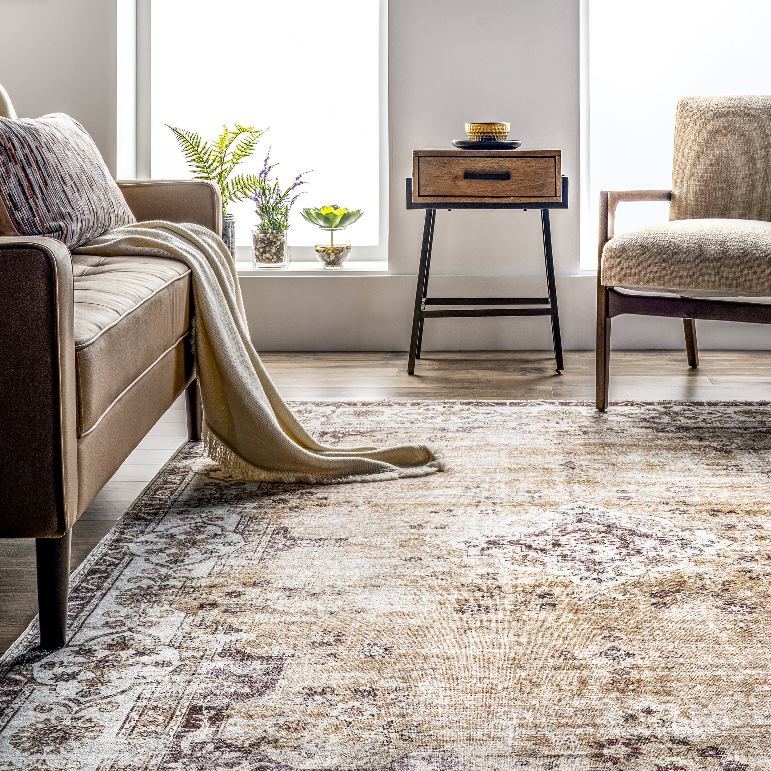 Audrina Persian Washable Rug | Light Orange - Image 4