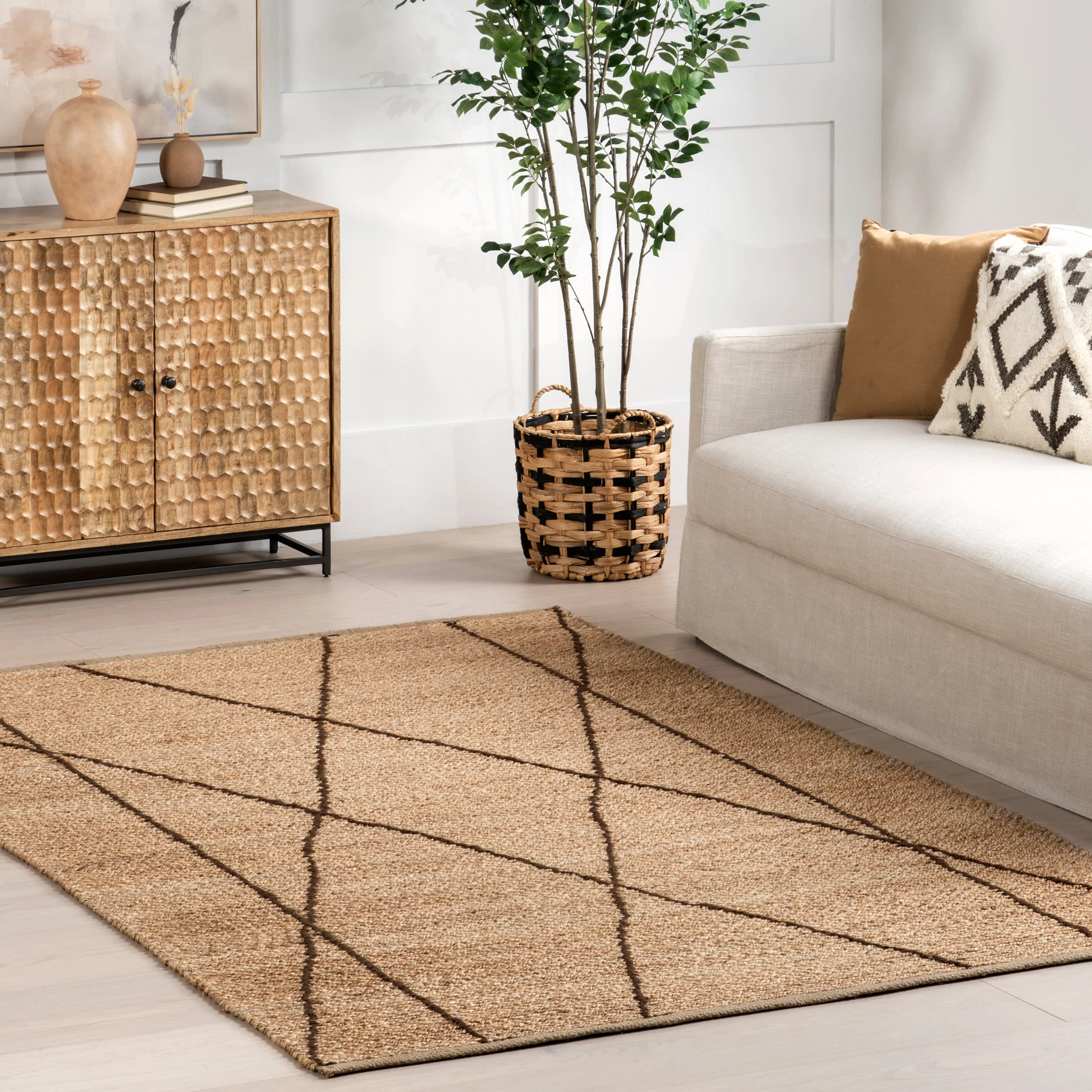 Augusta Abstract Lined Jute Rug | Natural - Image 2