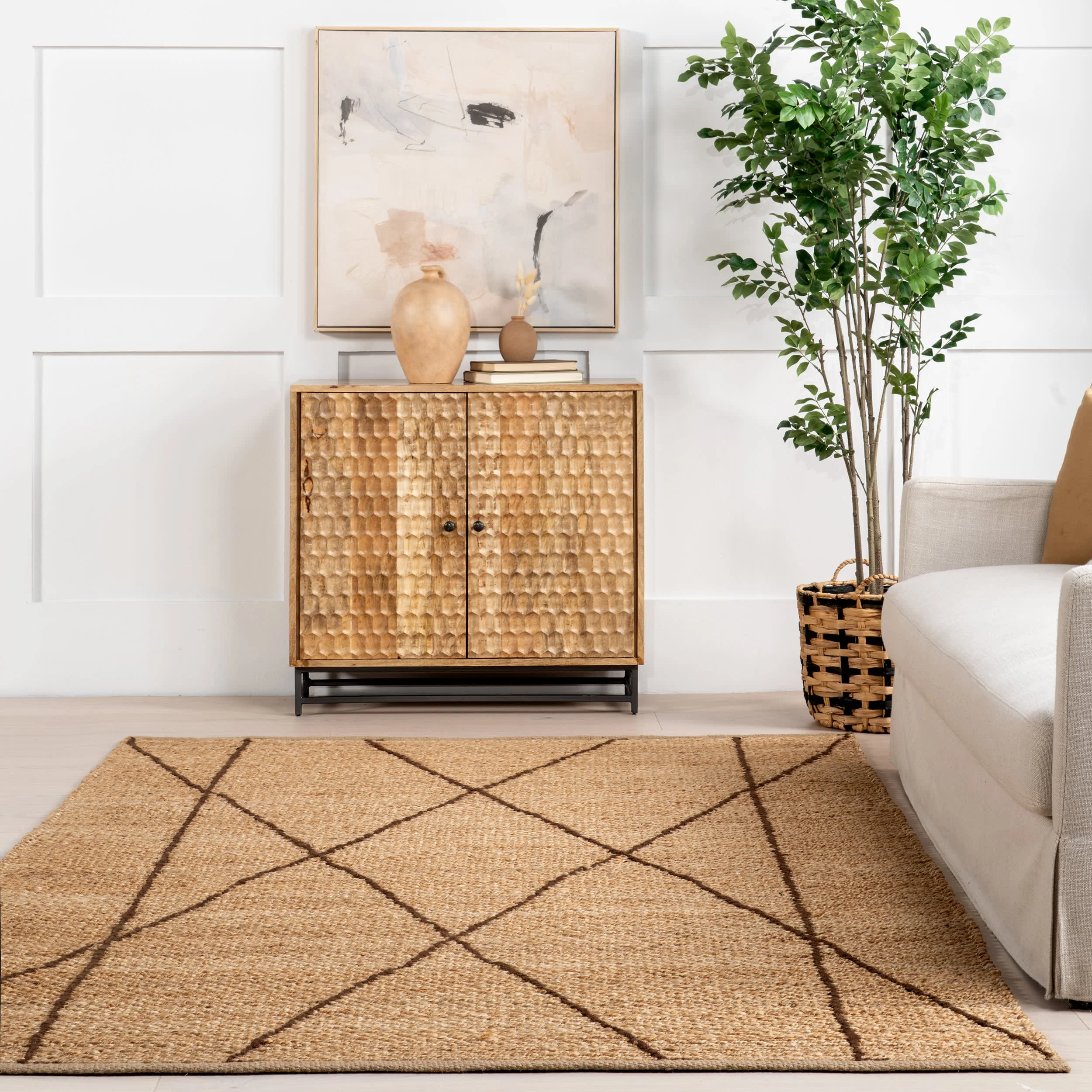 Augusta Abstract Lined Jute Rug | Natural - Image 4