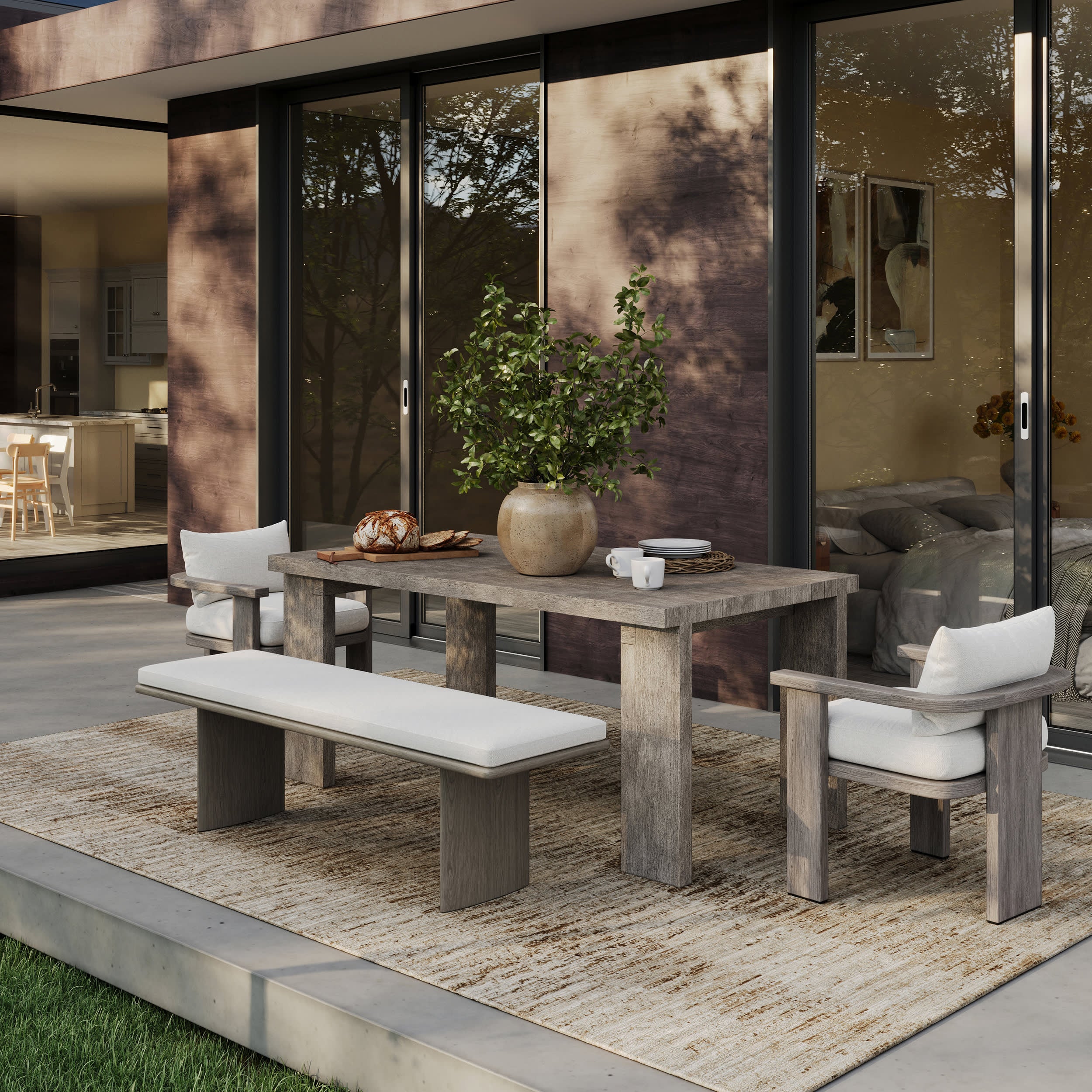 Aureli Modern Woven Abstract Indoor/Outdoor Washable Rug | Brown - Image 2