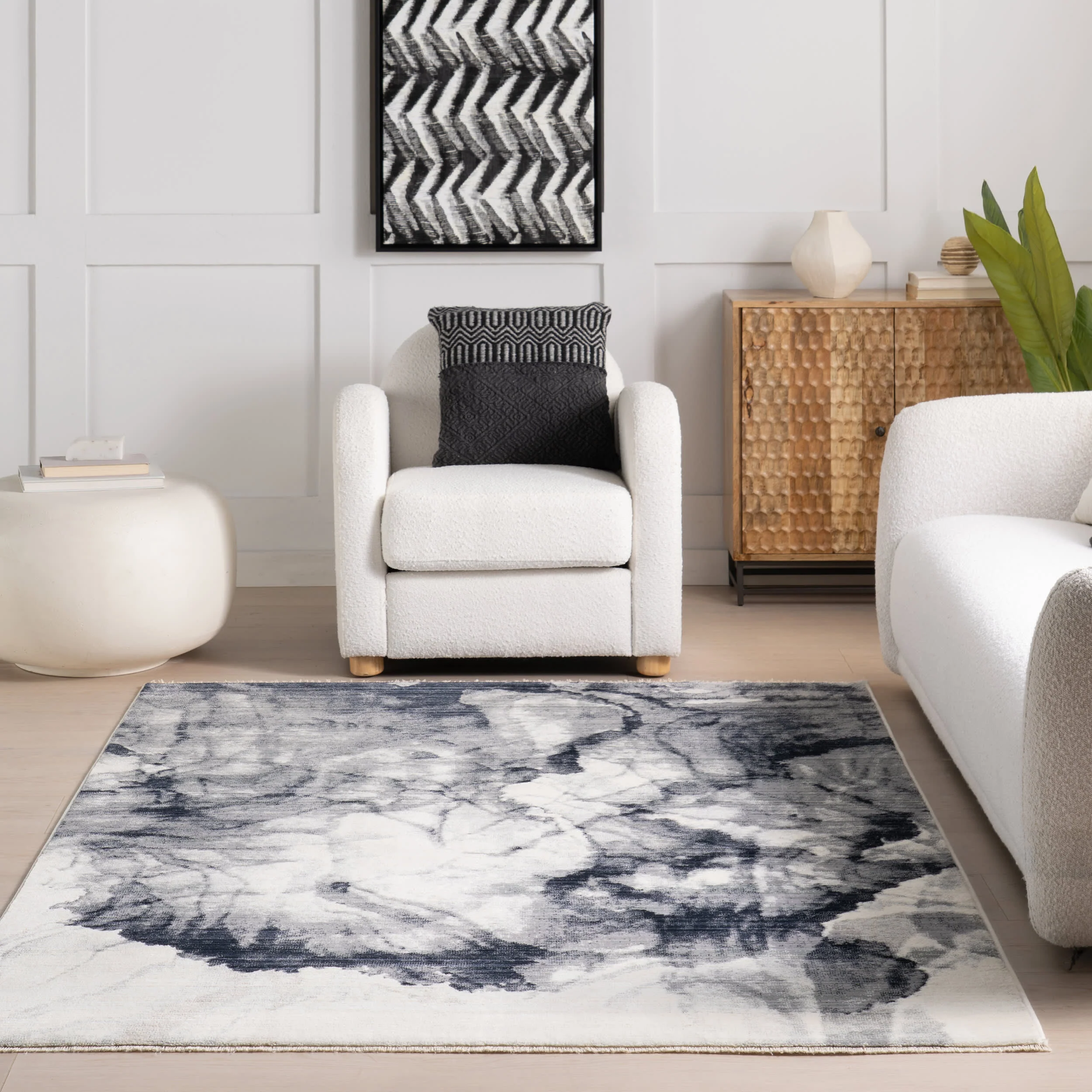 Aurelya Plush Abstract Contemporary Rug | Charcoal - Image 5