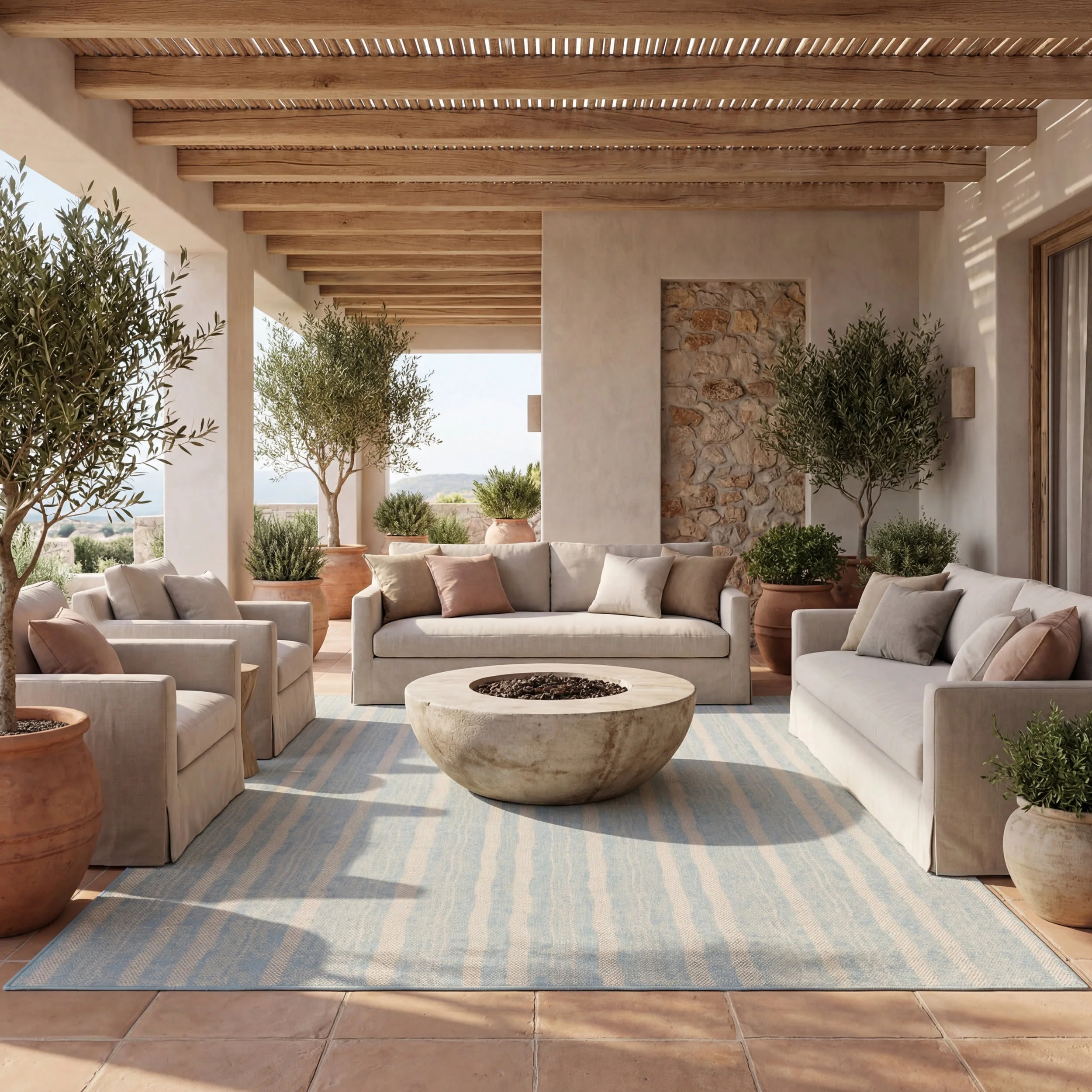 Auvrea Bohemian Abstract Indoor/Outdoor Rug | Blue - Image 2