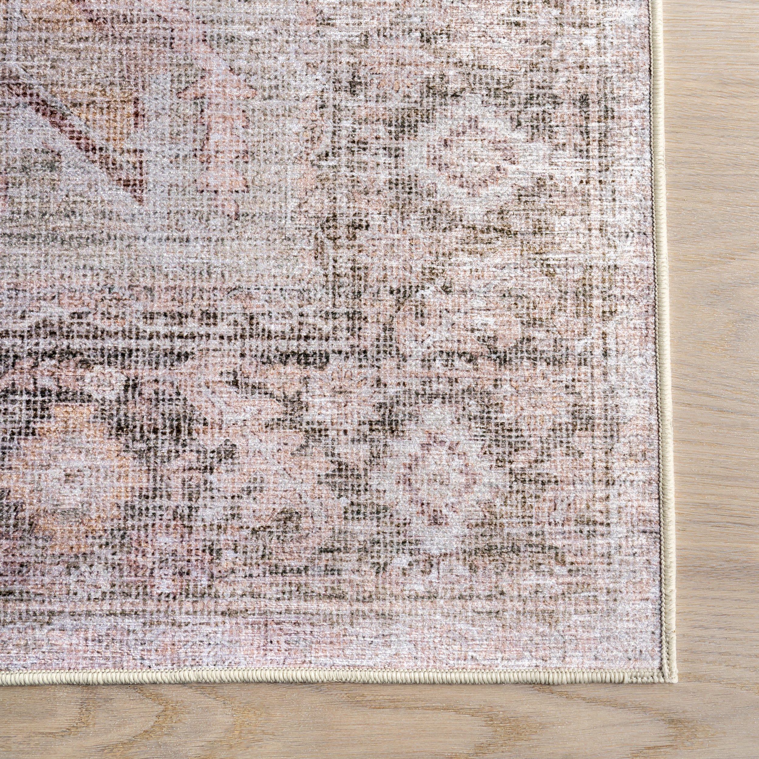 Ava Vintage Persian Spill Proof Washable Rug | Pale Pink - Image 4