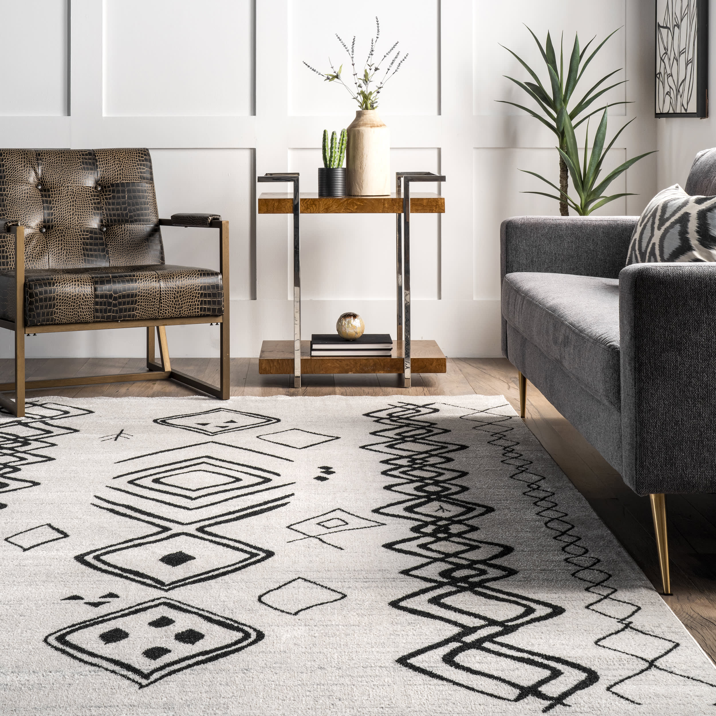 Avani Mural Washable Rug | Grey - Image 4