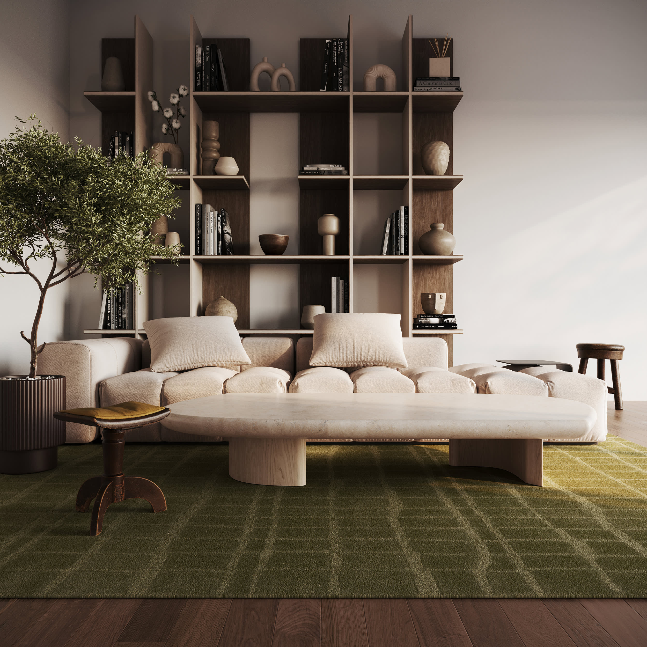 Avela Textured Abstract Rug | Green - Image 2