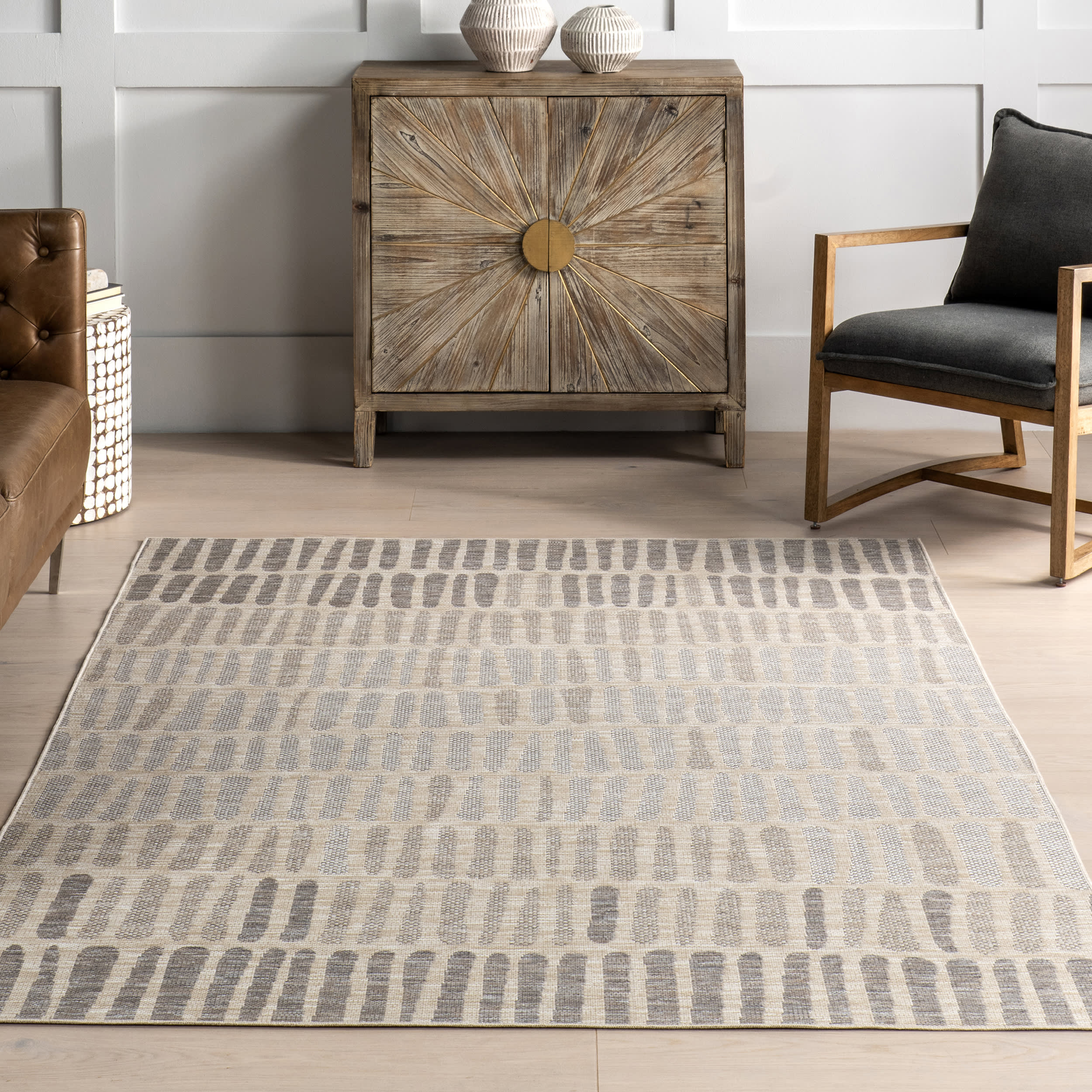 Averie Geometric Indoor/Outdoor Rug | Light Grey - Image 5