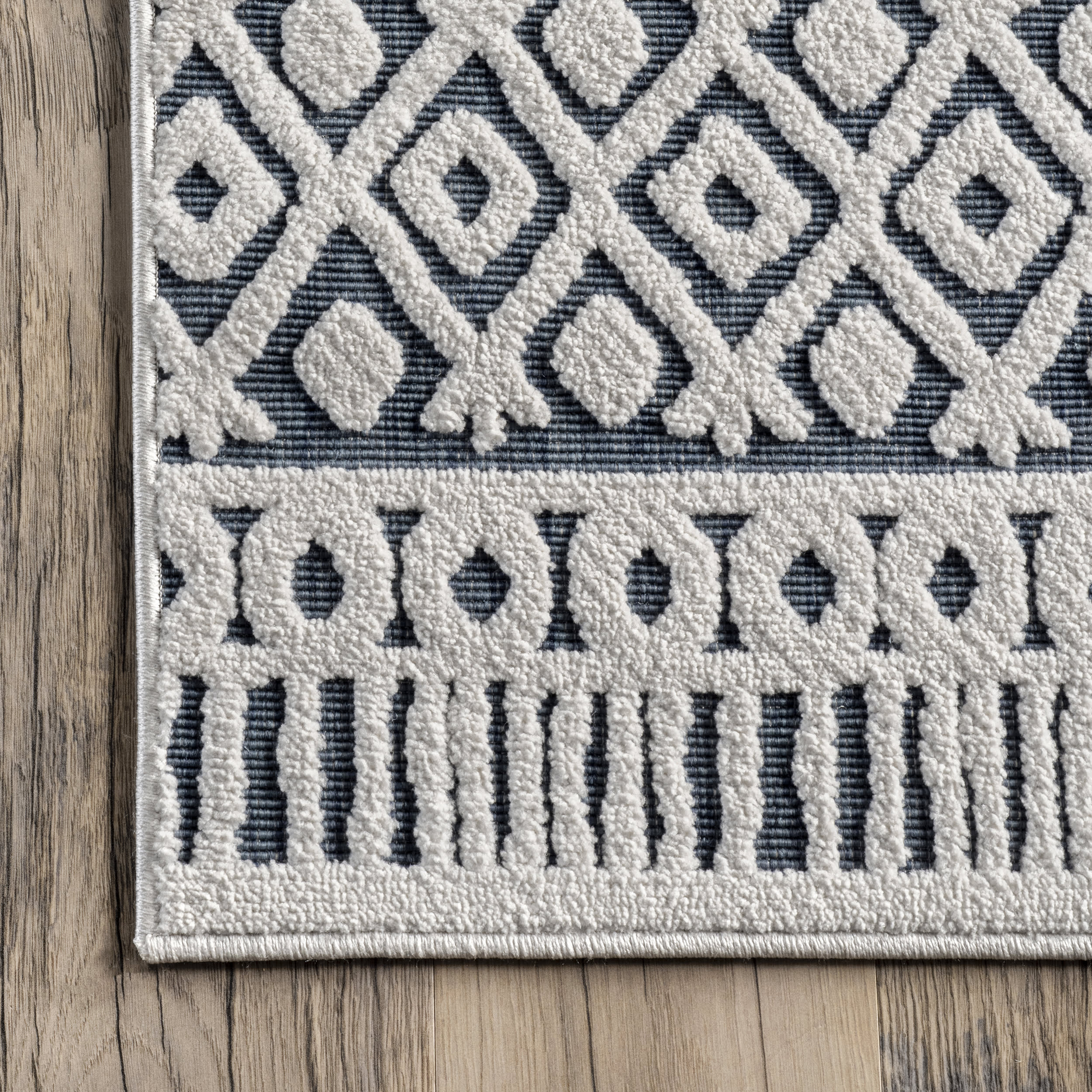 Avery Banded Textured Indoor/Outdoor Rug | Blue - Image 3