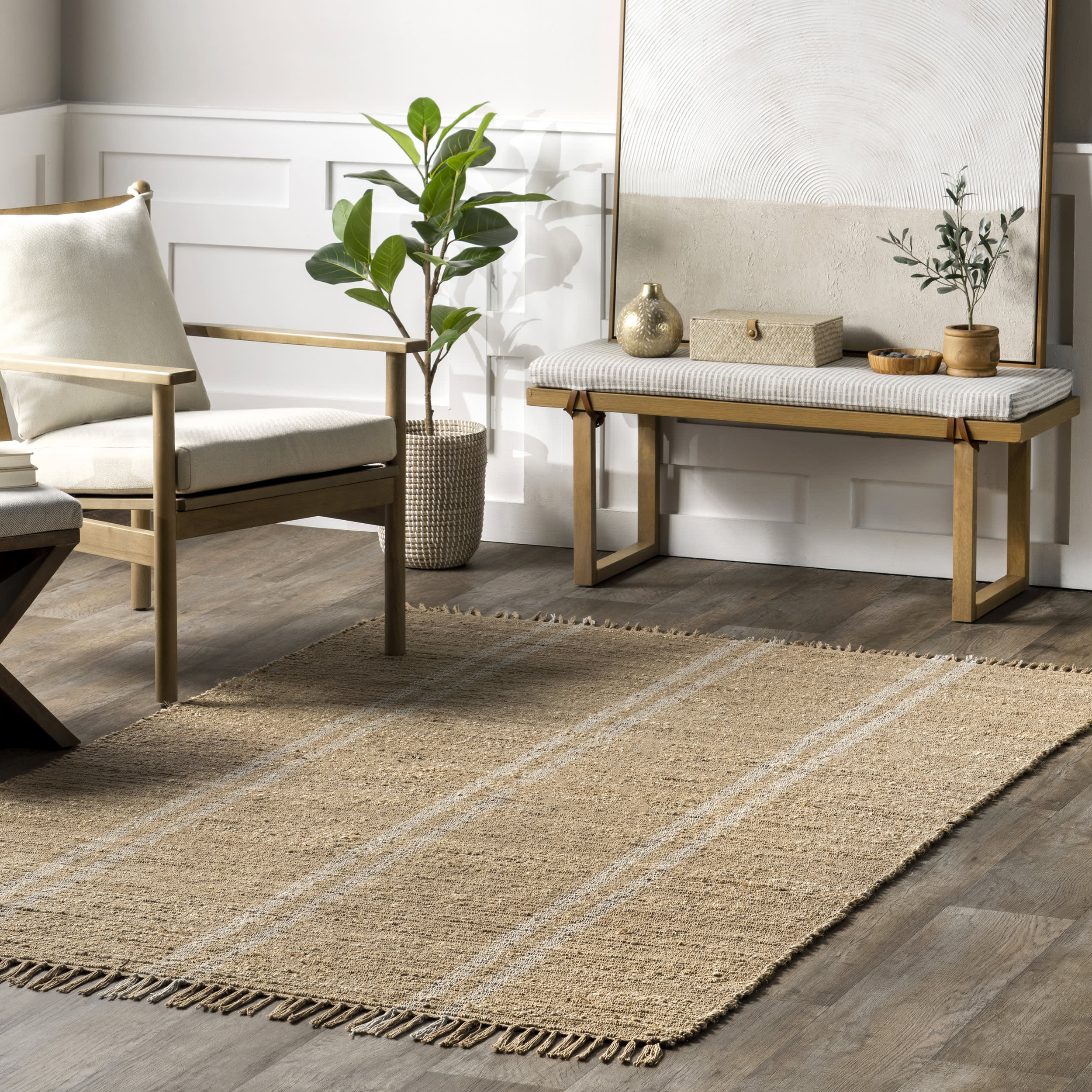 Avril Striped Jute Rug | Natural - Image 2