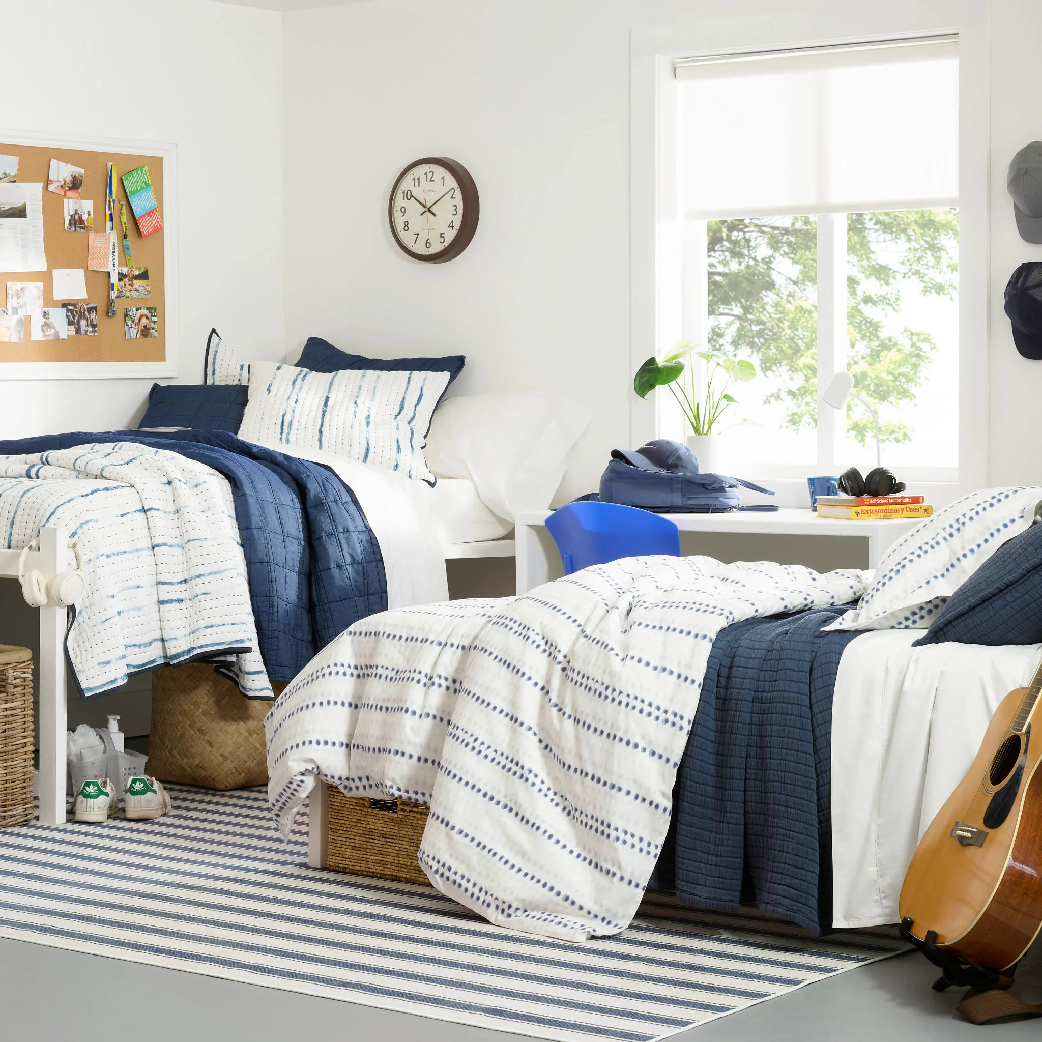 Awning Stripe Machine Washable Rug | Blue - Image 3