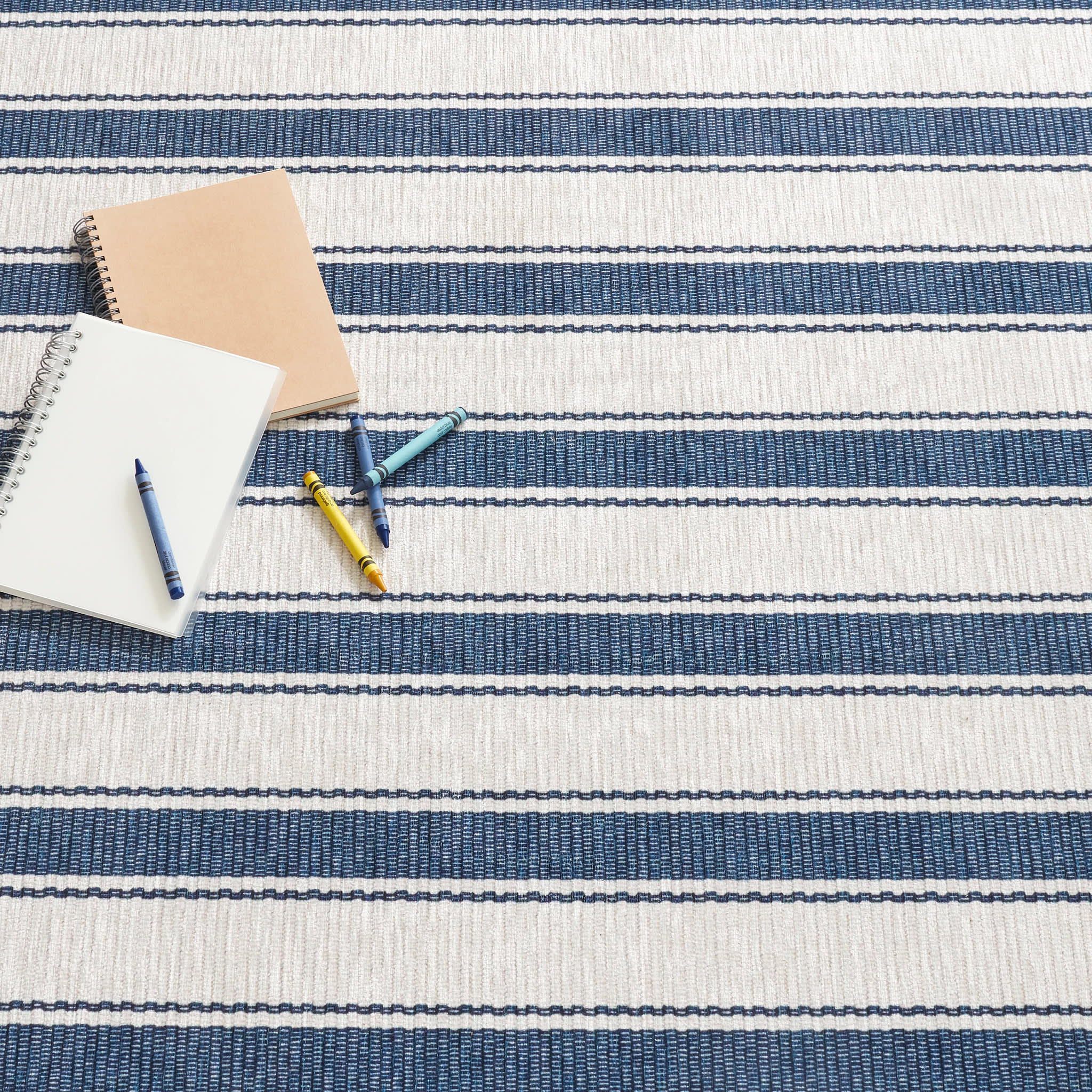 Awning Stripe Machine Washable Rug | Blue - Image 5