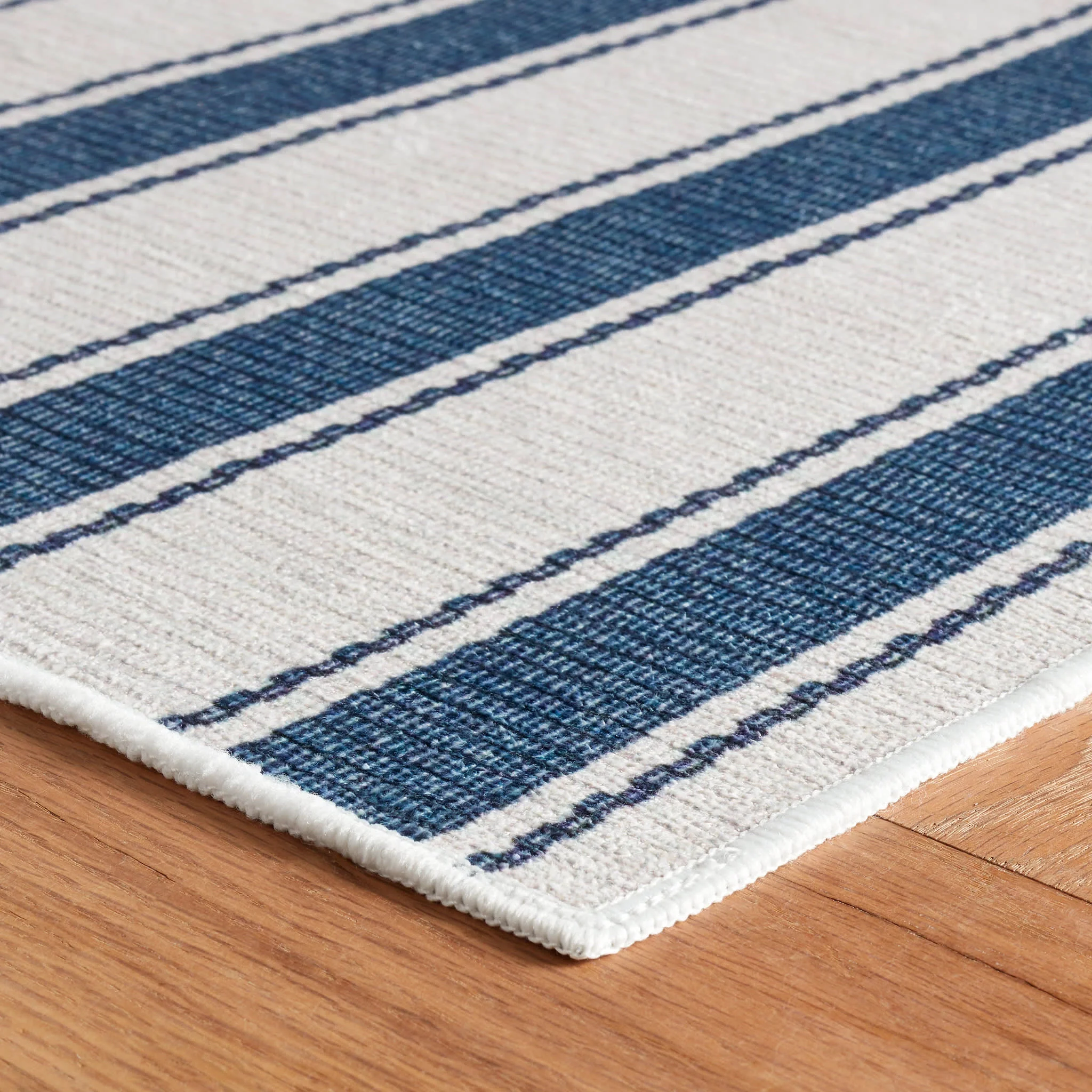Awning Stripe Machine Washable Rug | Blue - Image 7