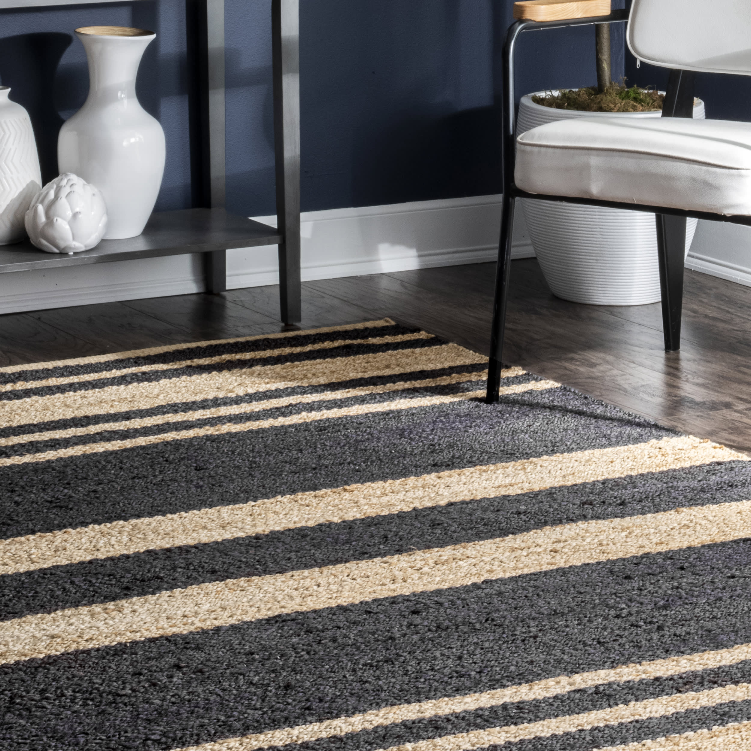 Awning Stripes Rug | Charcoal - Image 4