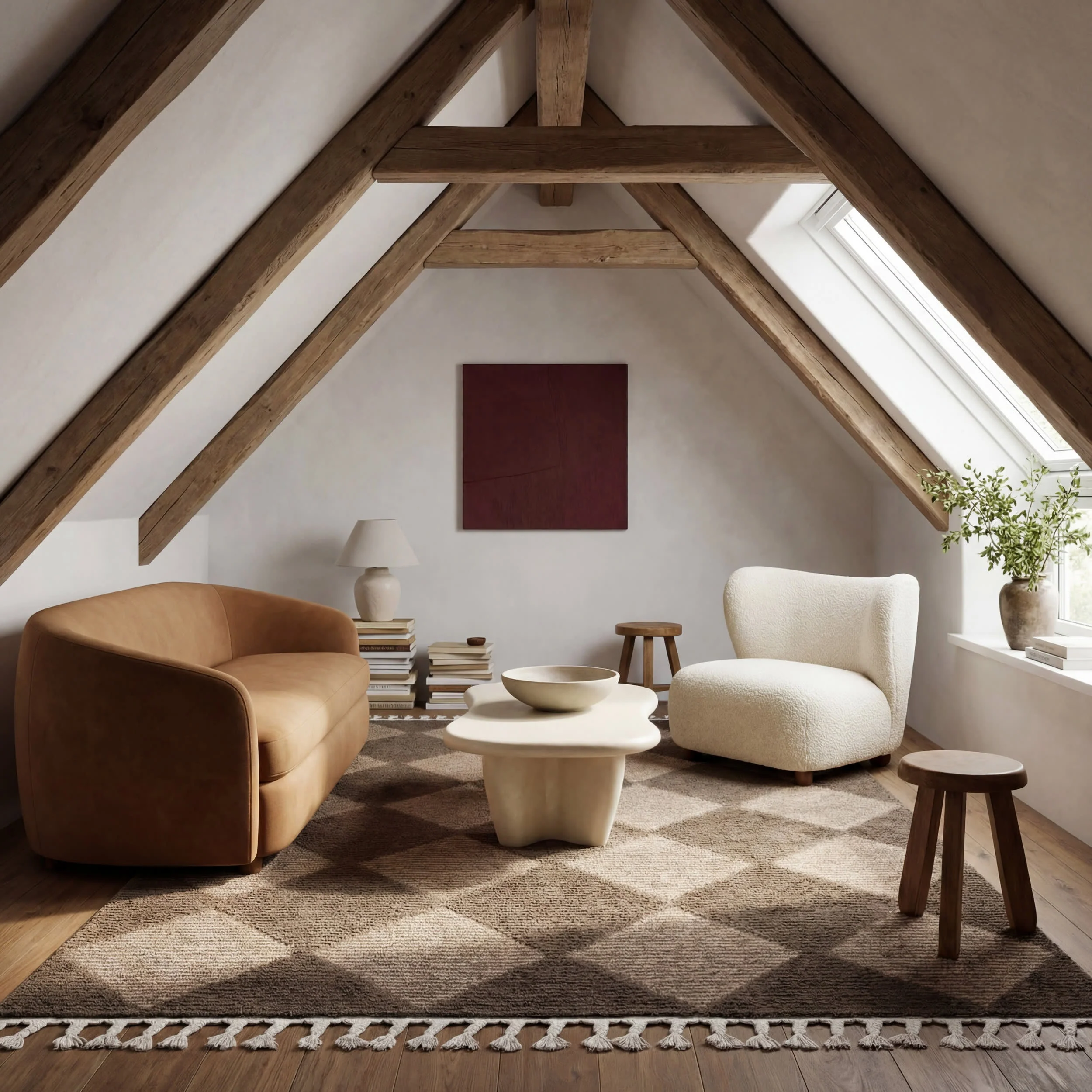 Aylin Diamond Tasseled Rug | Brown - Image 2