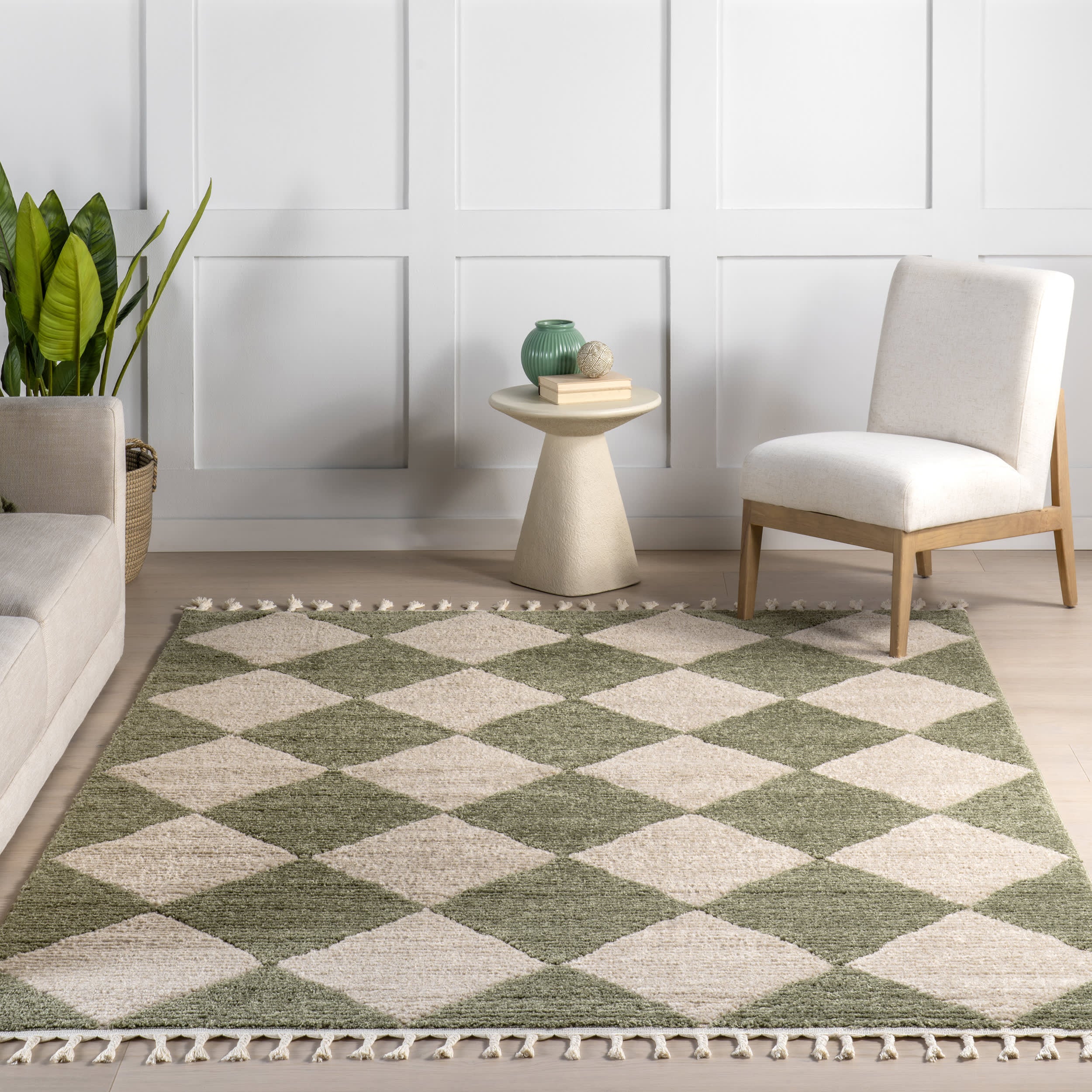 Aylin Diamond Tasseled Rug | Green - Image 5