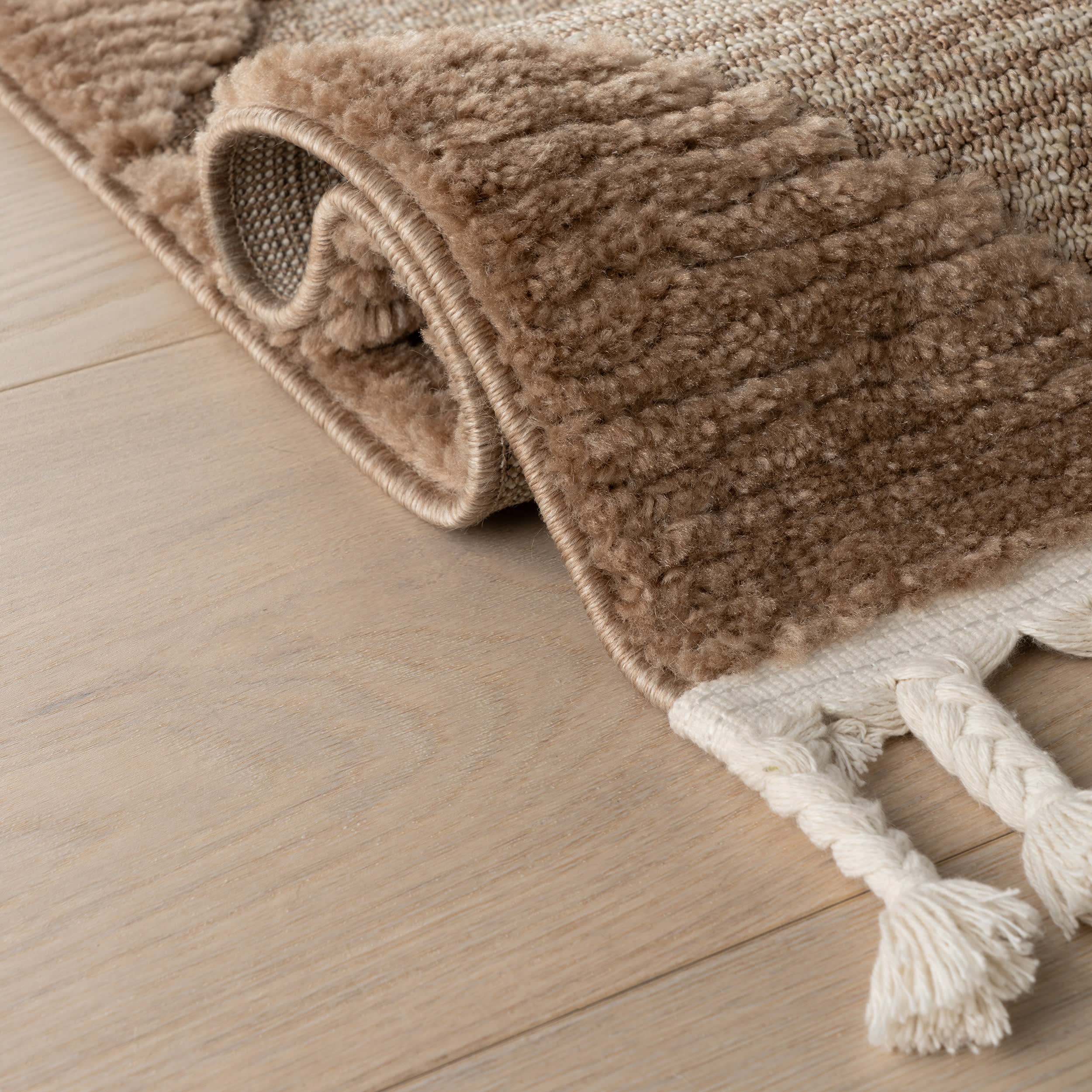 Aylin Diamond Tasseled Rug | Tan - Image 11