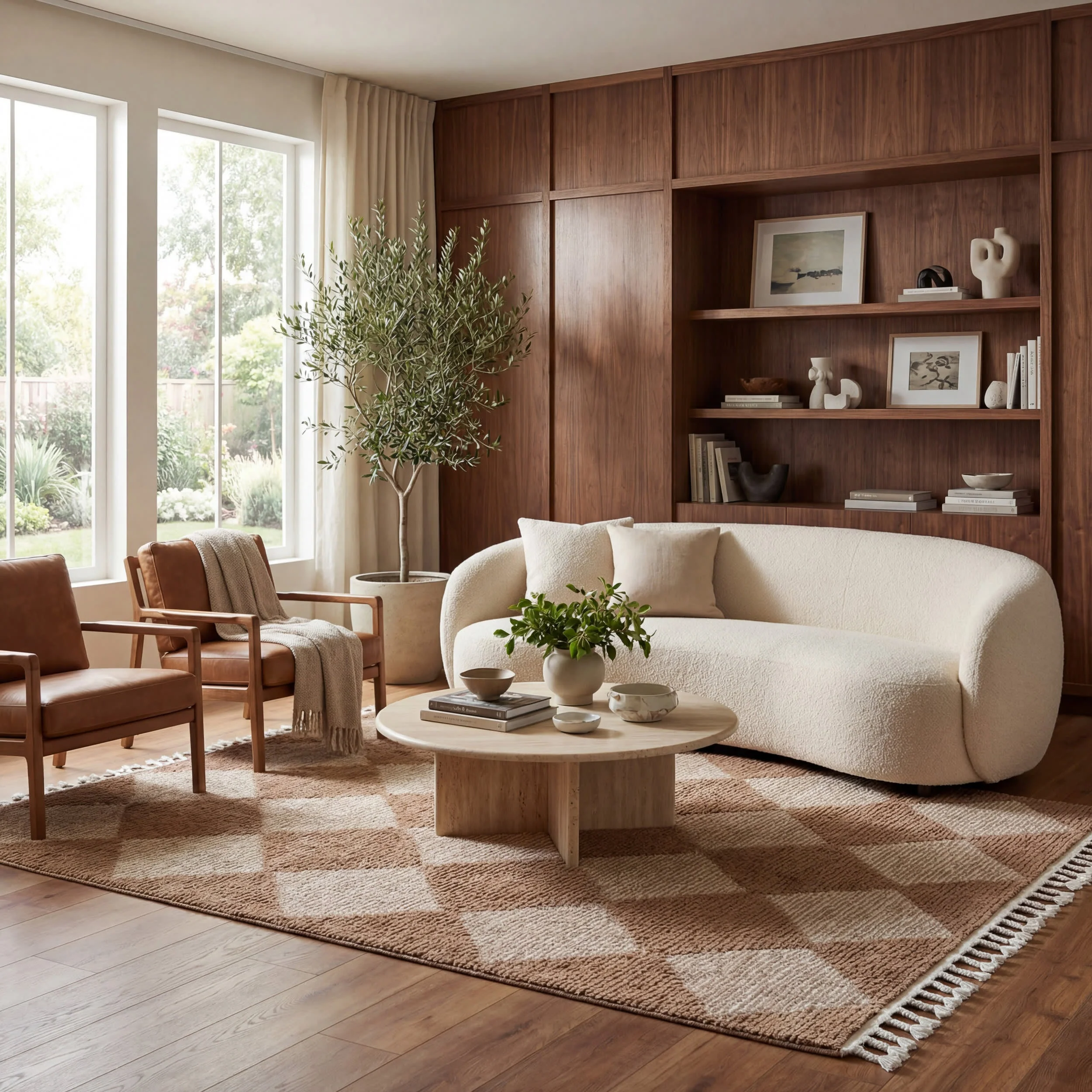 Aylin Diamond Tasseled Rug | Tan - Image 2