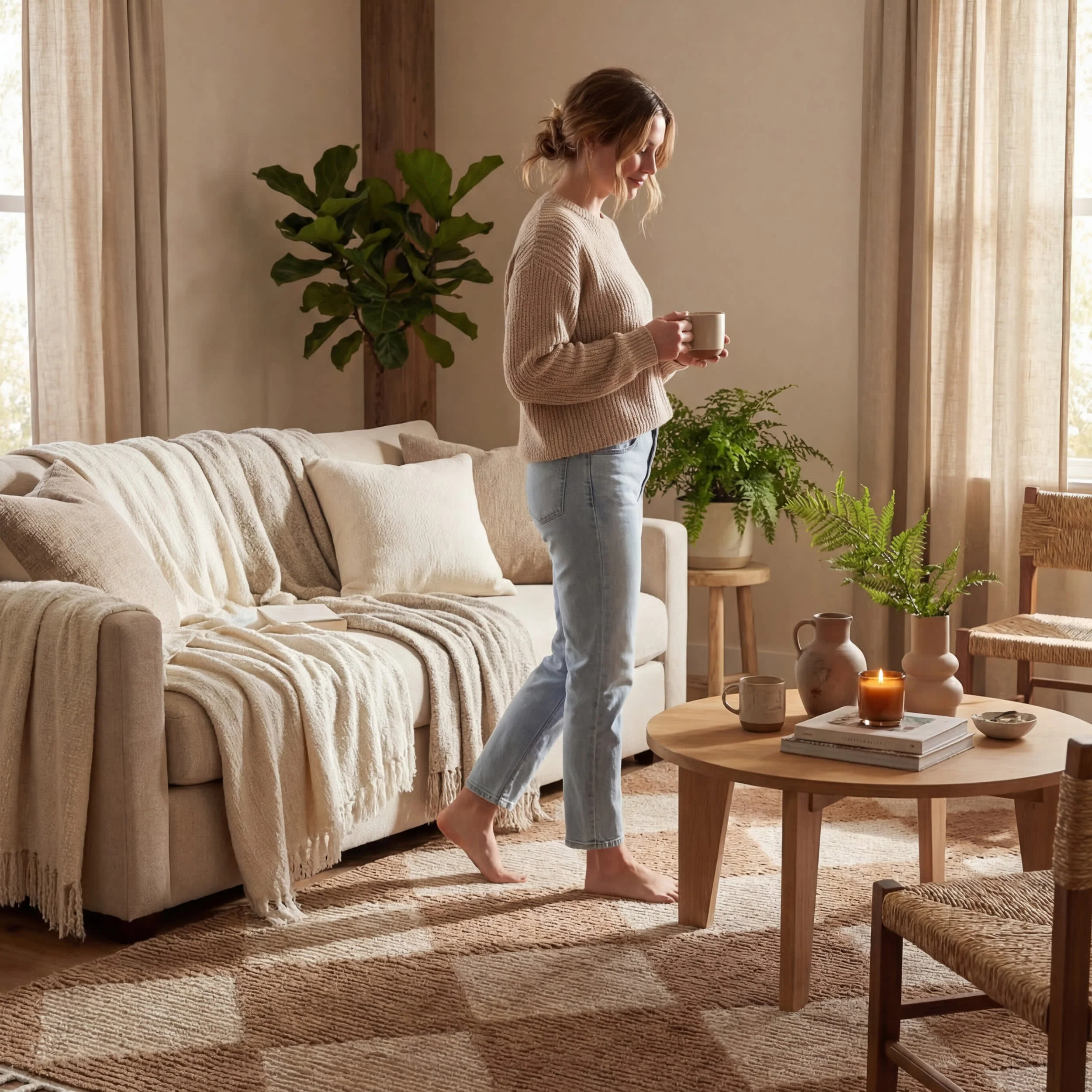 Aylin Diamond Tasseled Rug | Tan - Image 9