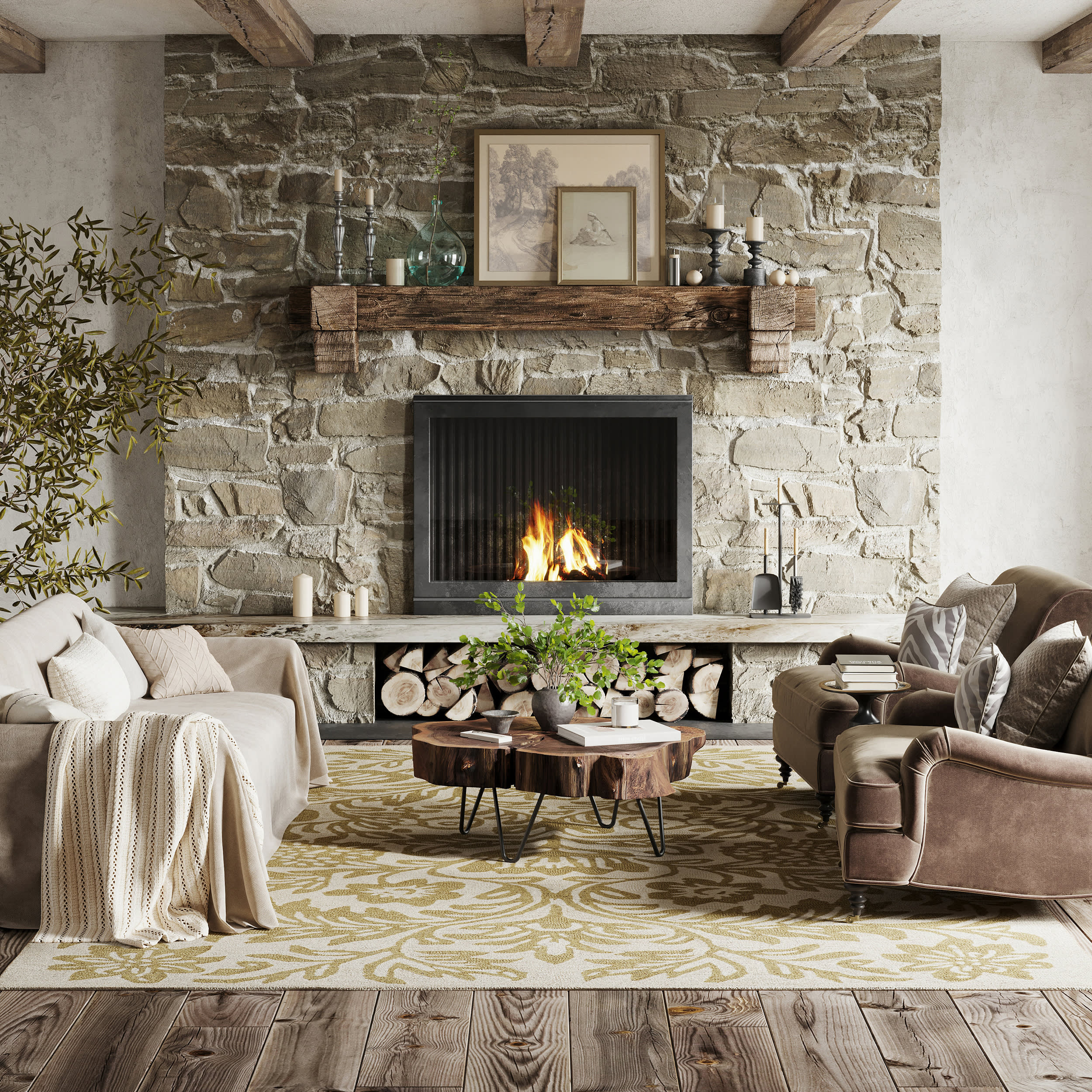 Ayloh Transitional Floral and Paisley Rug | Olive - Image 2