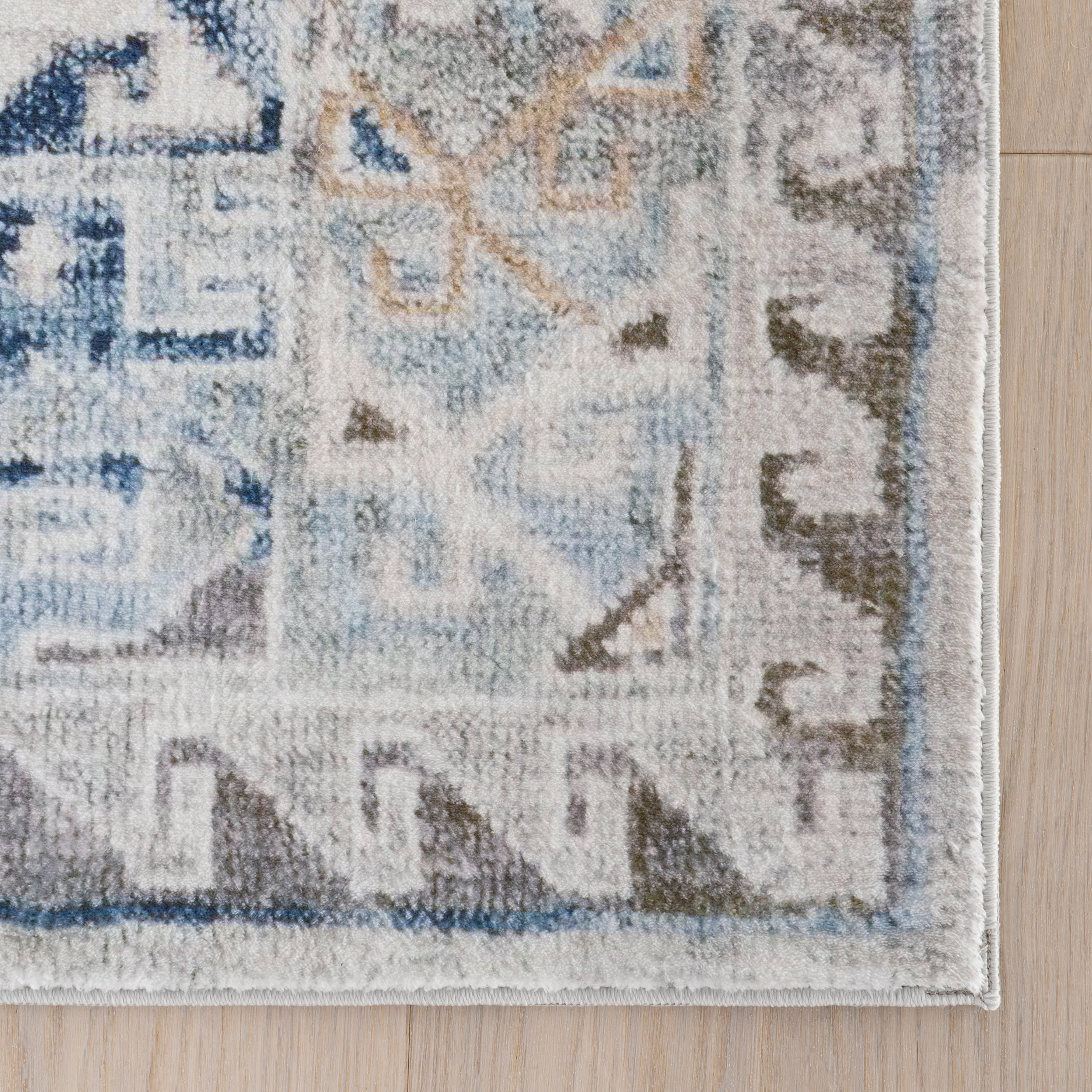 Aza Bordered Medallion Washable Rug | Blue - Image 4